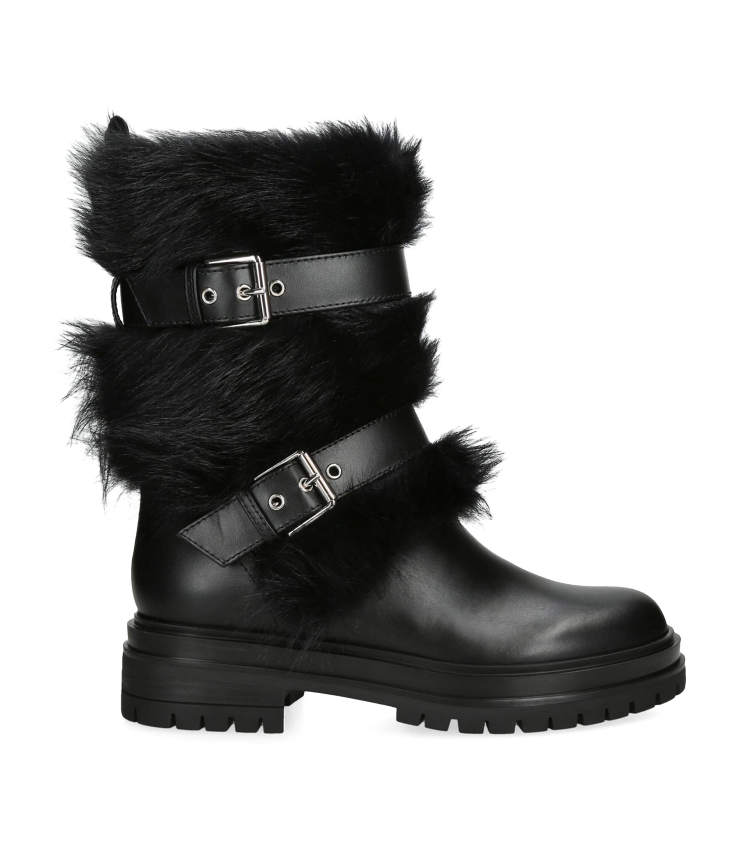 Shearling Trim Maverick Biker Boots 40