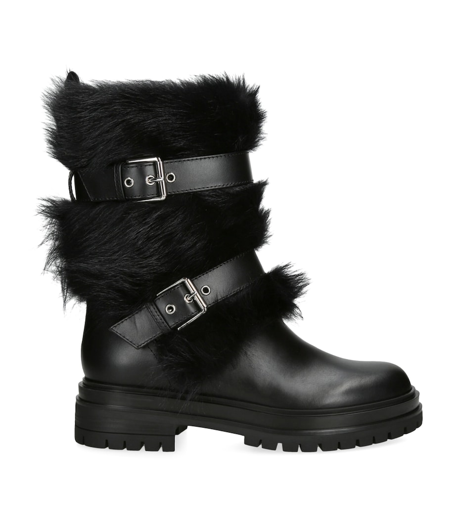 Shearling-Trim Maverick Biker Boots 40 BLACK Image 1