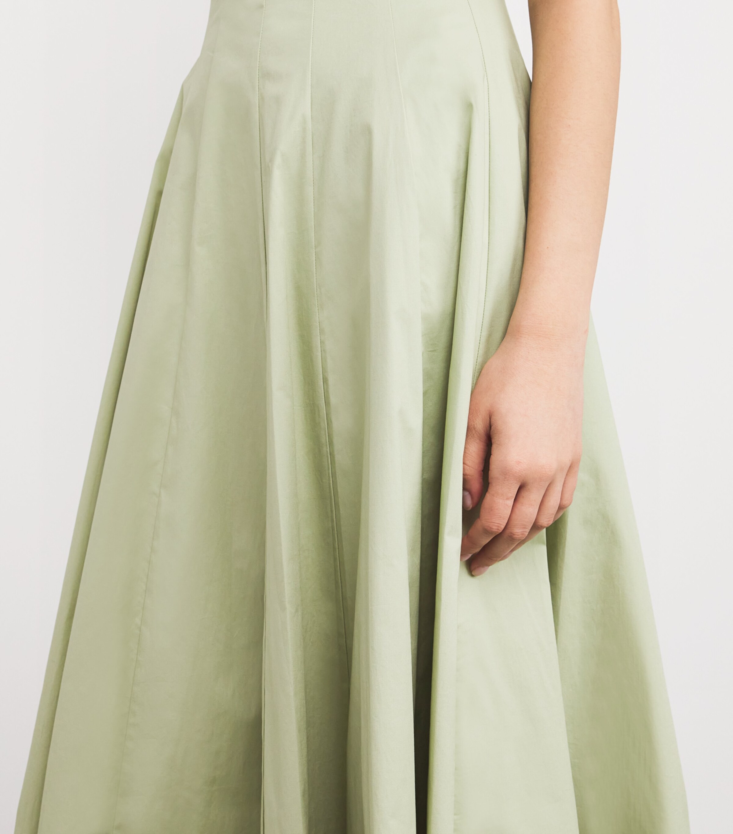 STAUD Green Cotton-Blend Wells Midi Dress | Harrods US