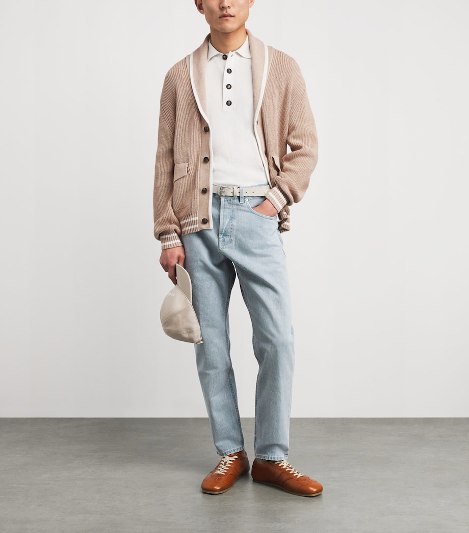 Eleventy Mens Cotton Shawl Cardigan Sabbia E Bianco Image 2
