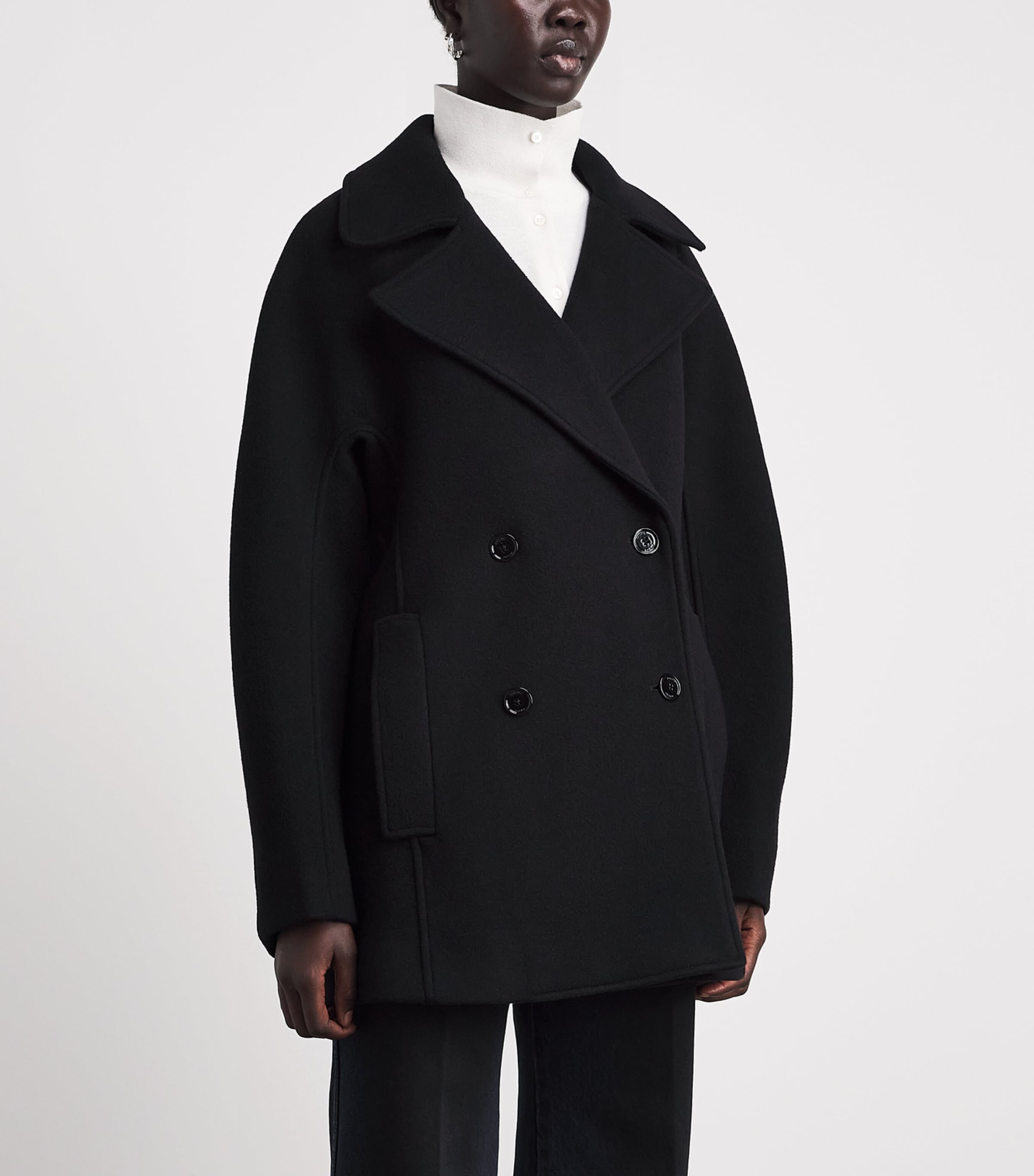 Toteme Womens Recycled Wool-Blend Peacoat Black Image 4