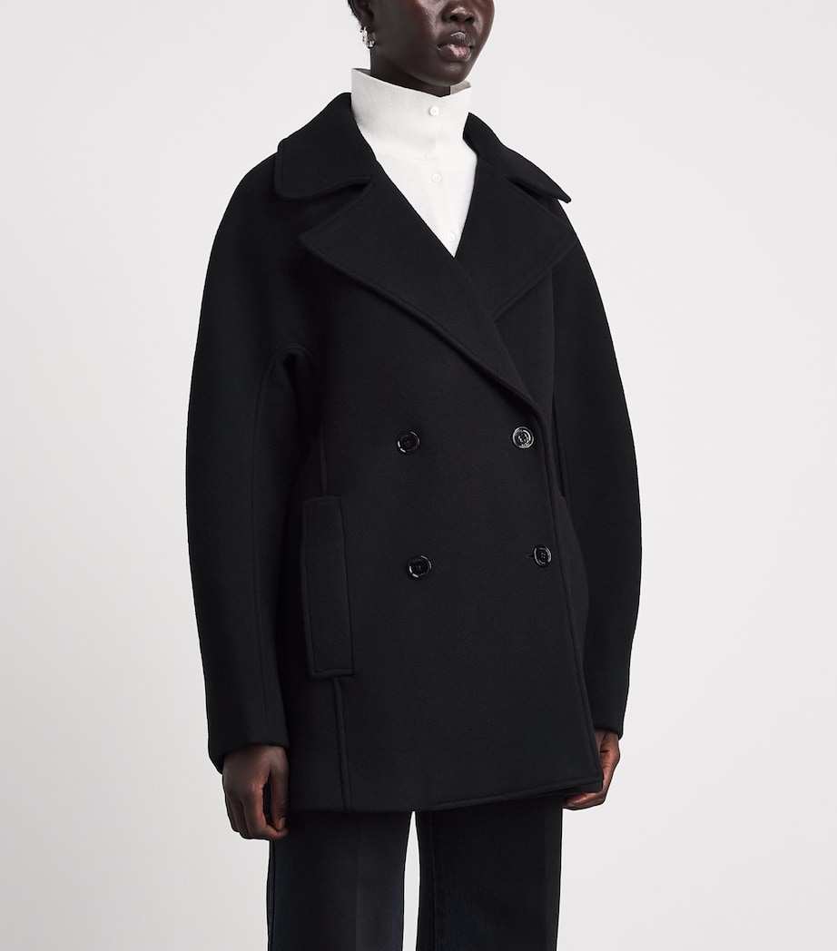 Toteme Womens Recycled Wool-Blend Peacoat Black Image 4
