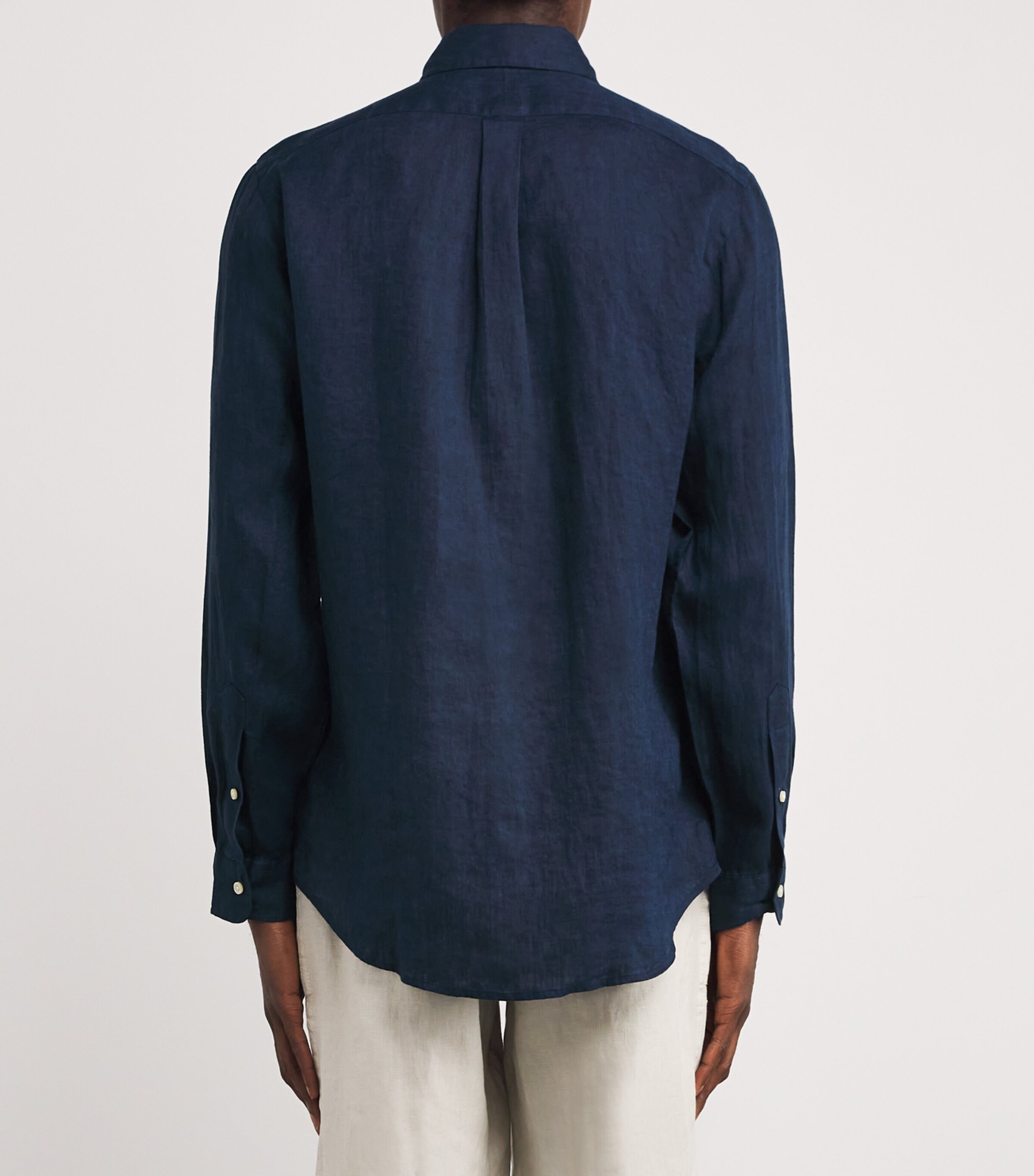 Polo Ralph Lauren Mens Linen Custom Fit Shirt Navy Image 4