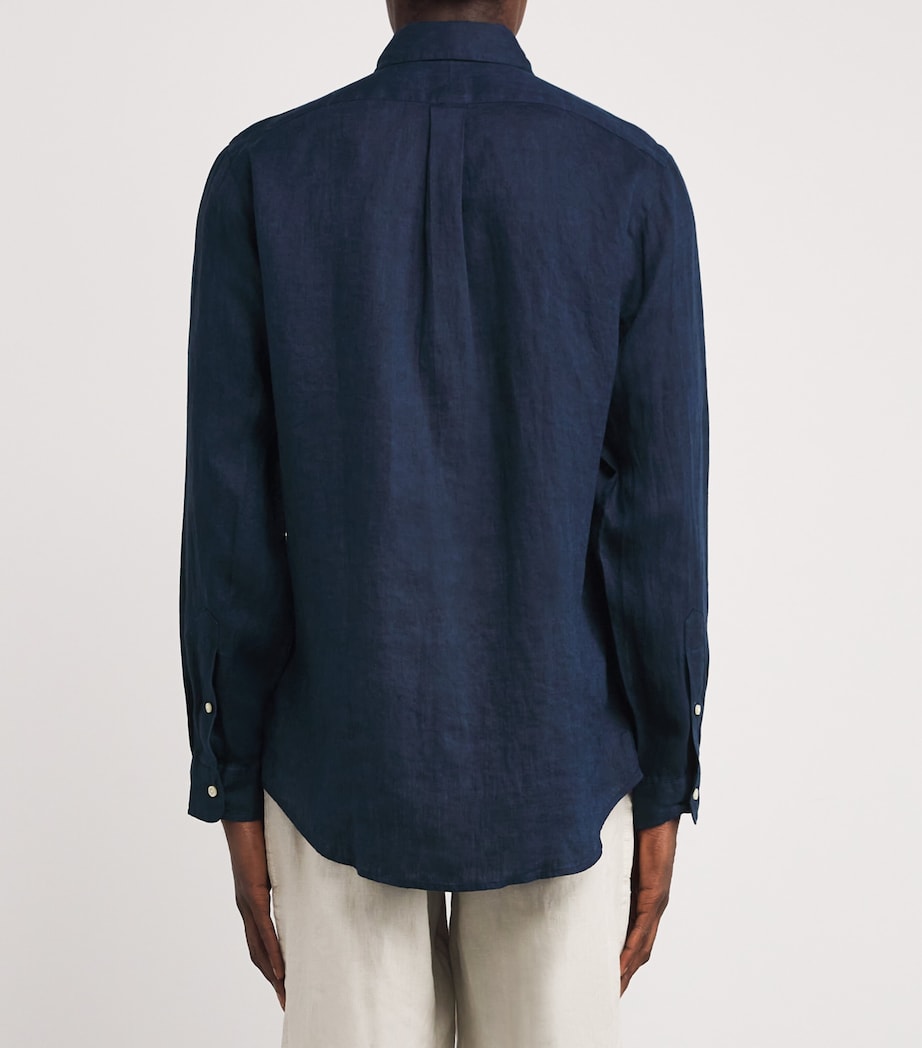 Polo Ralph Lauren Mens Linen Custom Fit Shirt Navy Image 4