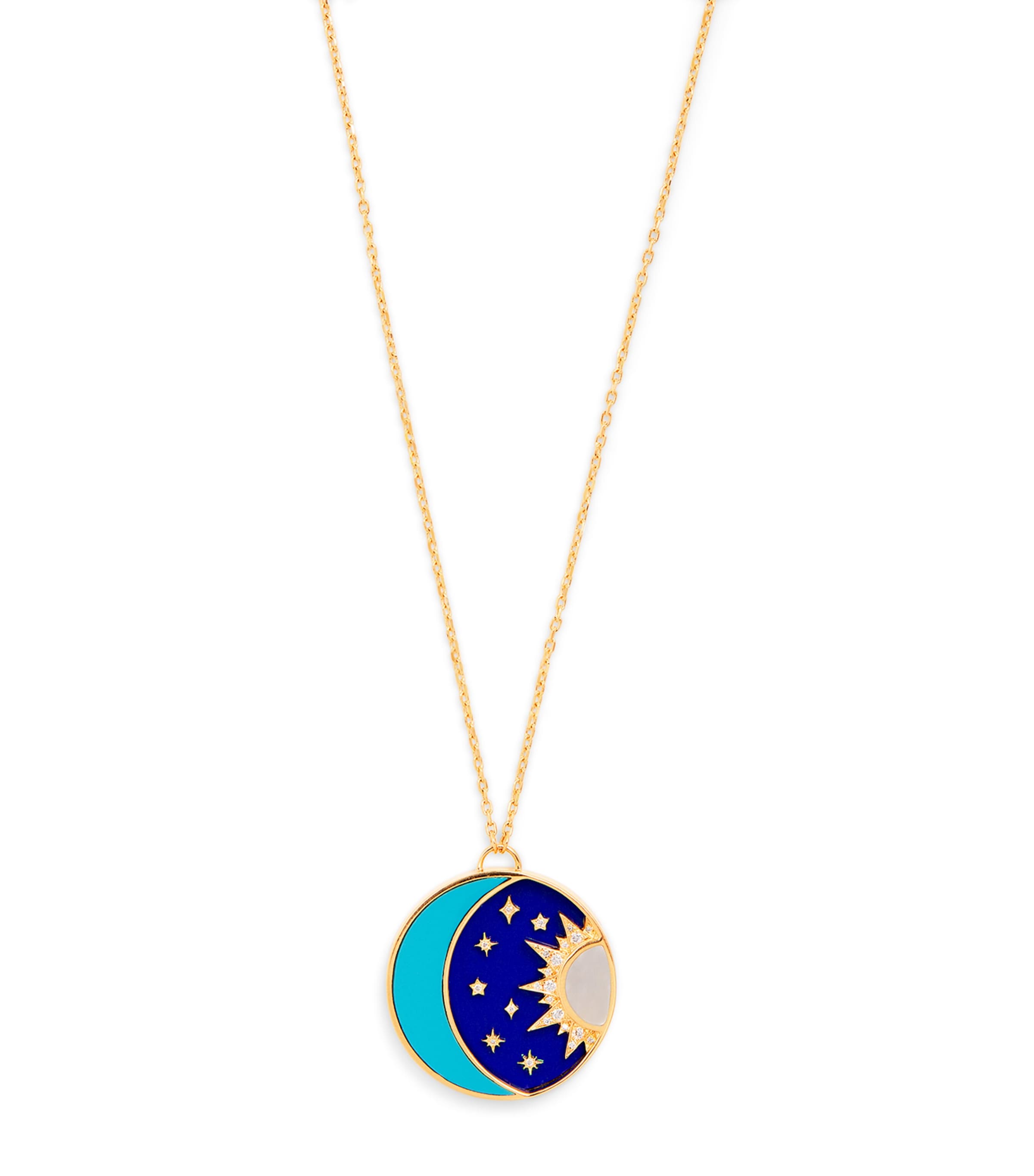 Yellow Gold, Diamond, Lapis and Turquoise Cosmic Love Necklace YELLOW GOLD Image 1