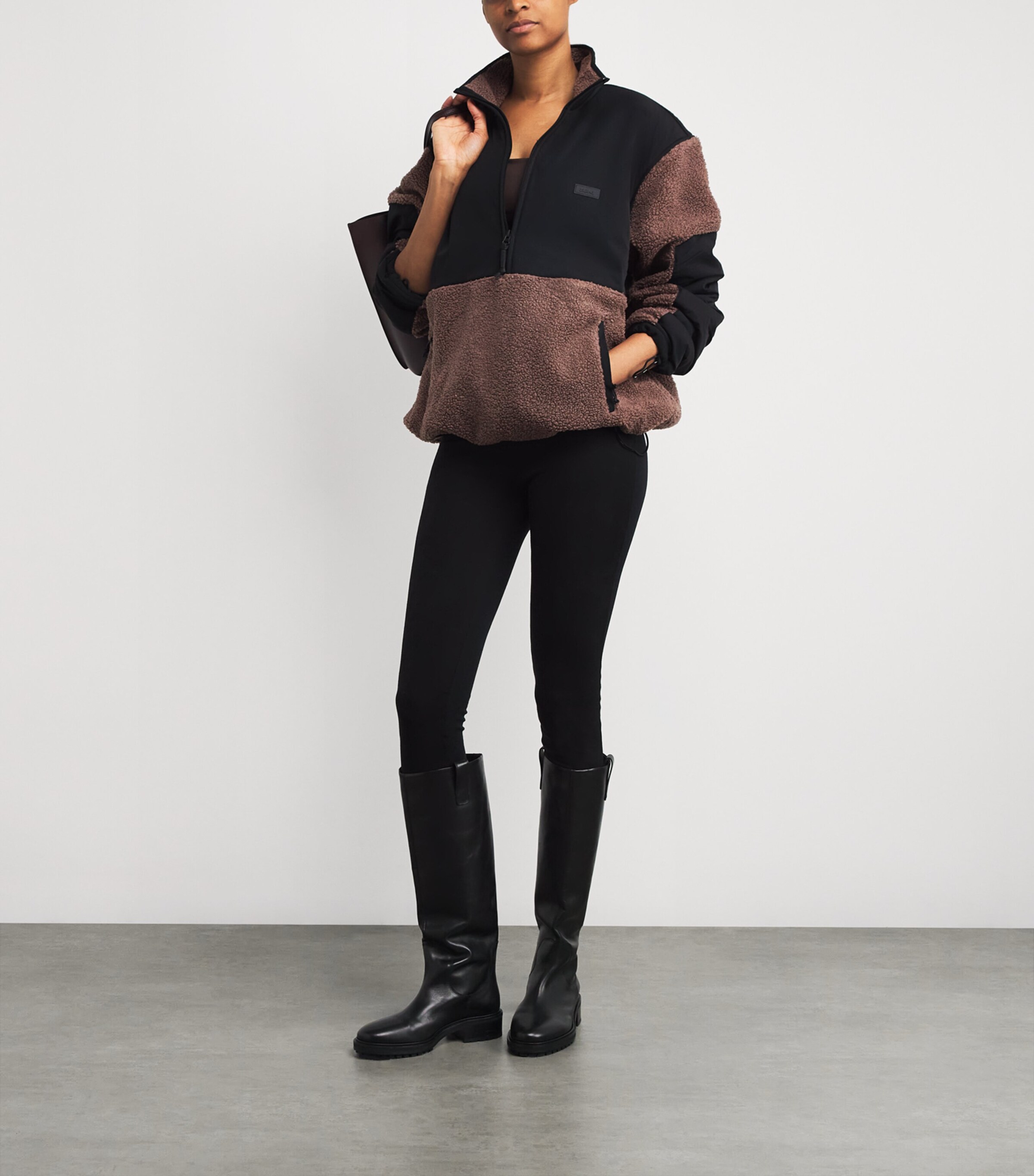 Skims Womens Teddy Oversized Quarter-Zip Sweater Umber Image 2