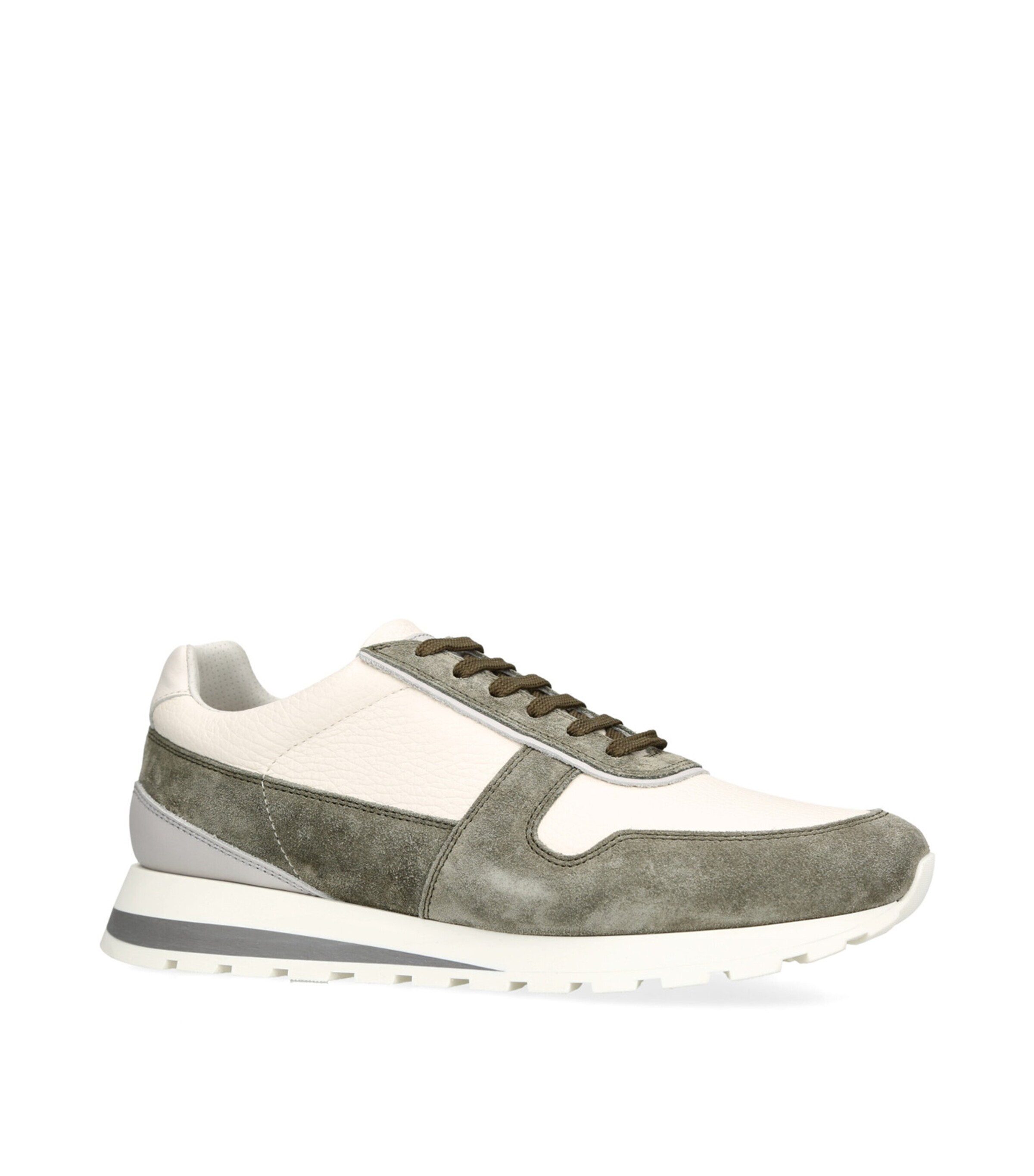 Brunello Cucinelli Calfskin-Suede Runner Sneakers White/comb Image 3