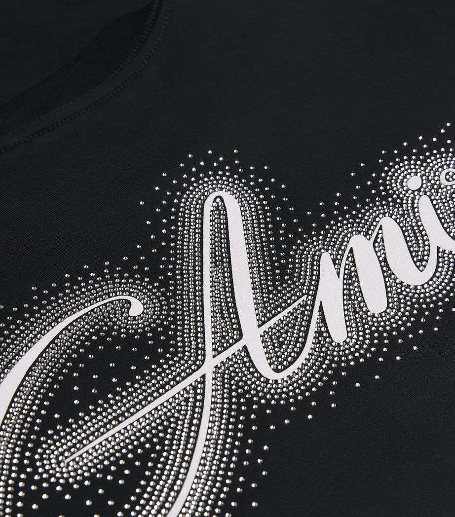 AMIRI Mens Cotton Crystal-Logo T-Shirt Black Image 5
