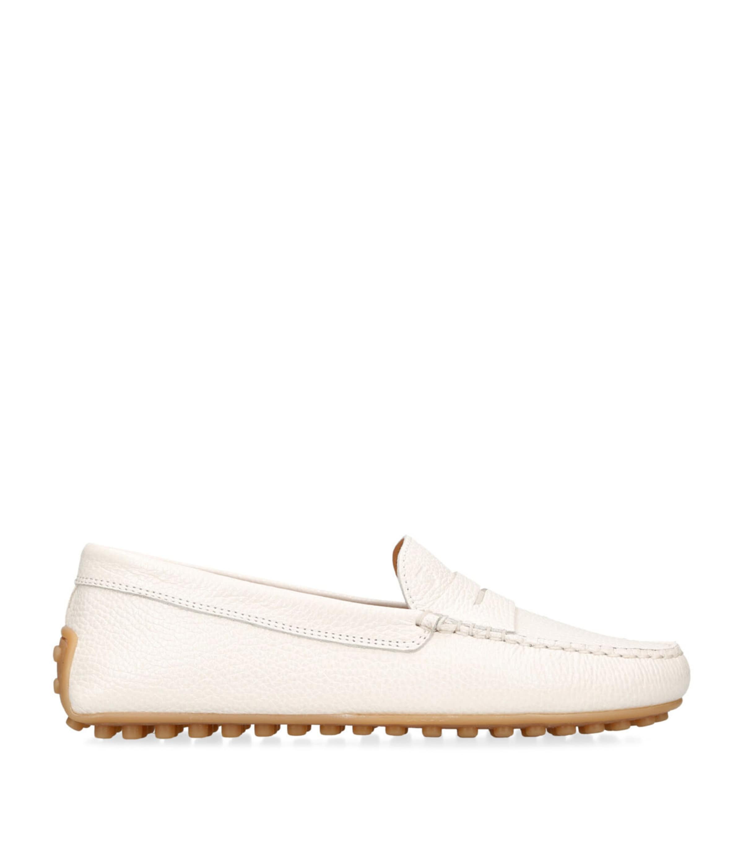 Tod's Leather City Gommino Driving Shoes In Ivory