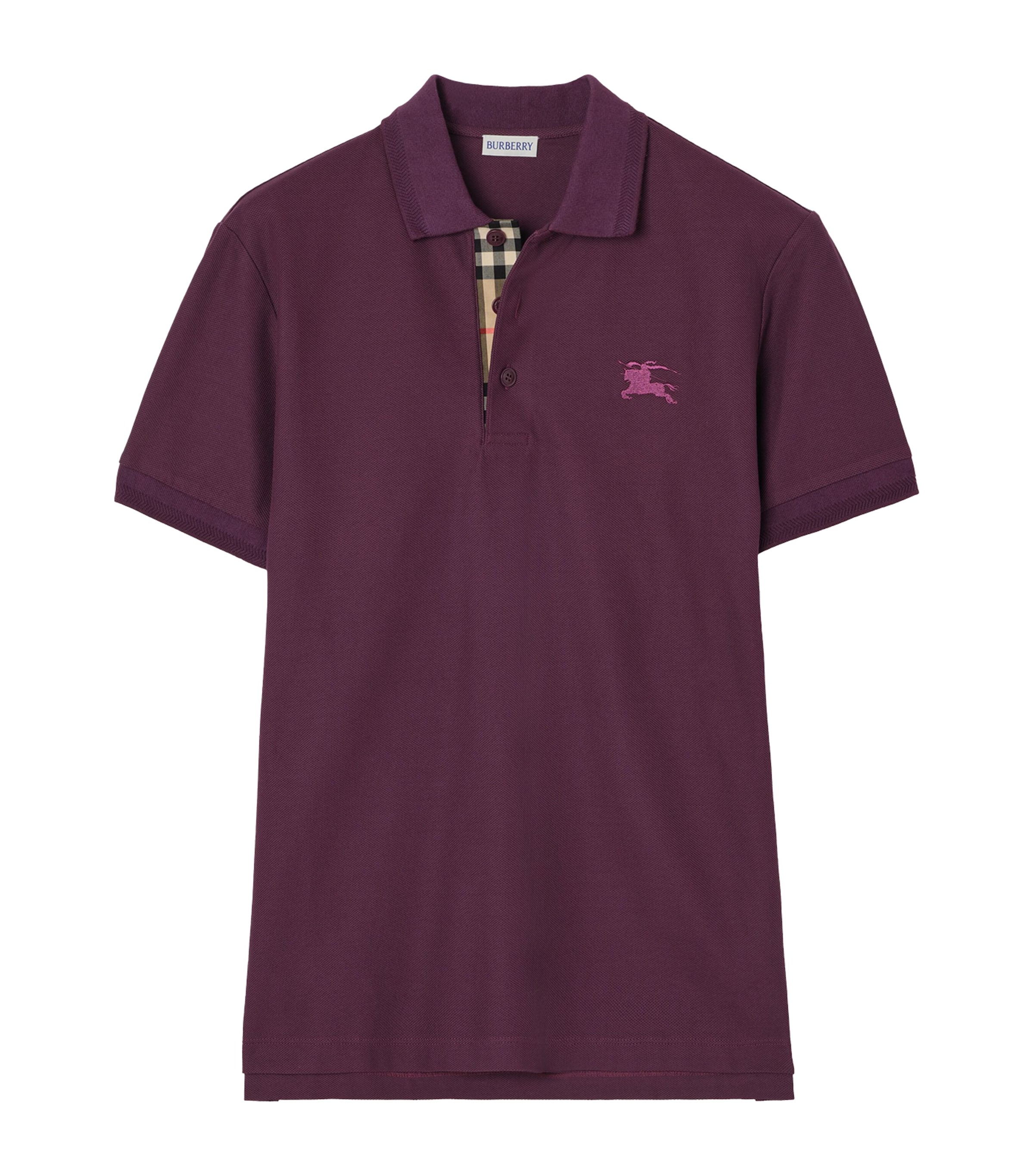 Burberry Mens Cotton Piqué Slim Polo Shirt Fig Purple Image 1