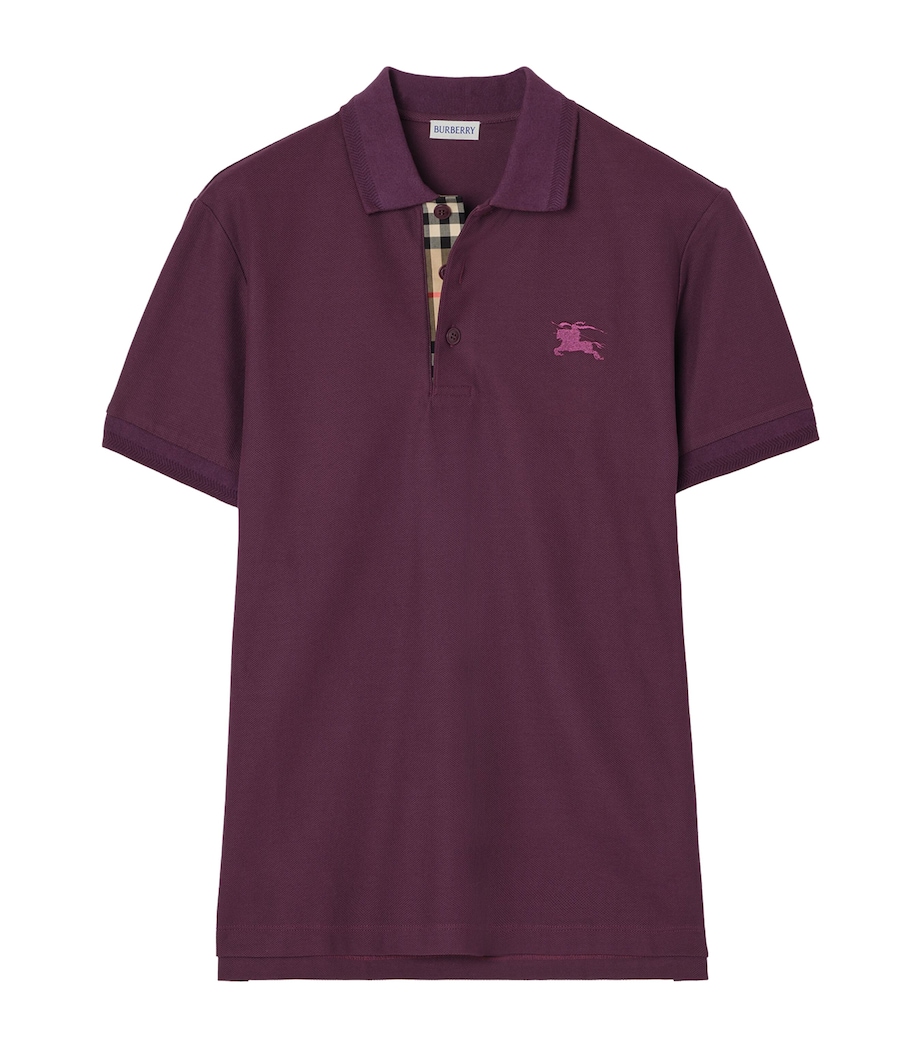 Burberry Mens Cotton Piqué Slim Polo Shirt Fig Purple Image 1