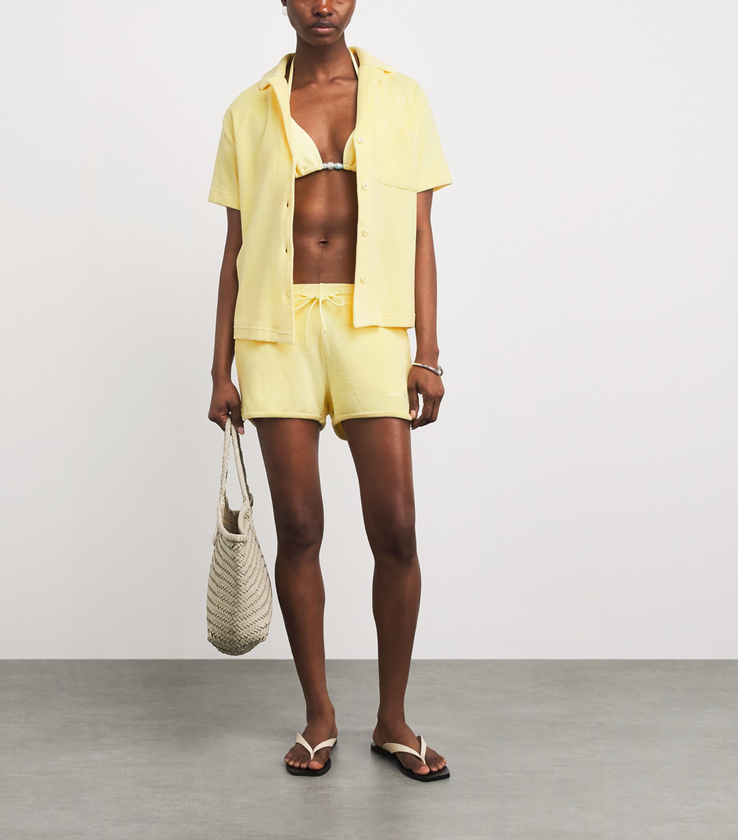 Hunza G Womens Cotton Terry Towelling Shorts Butter Image 2