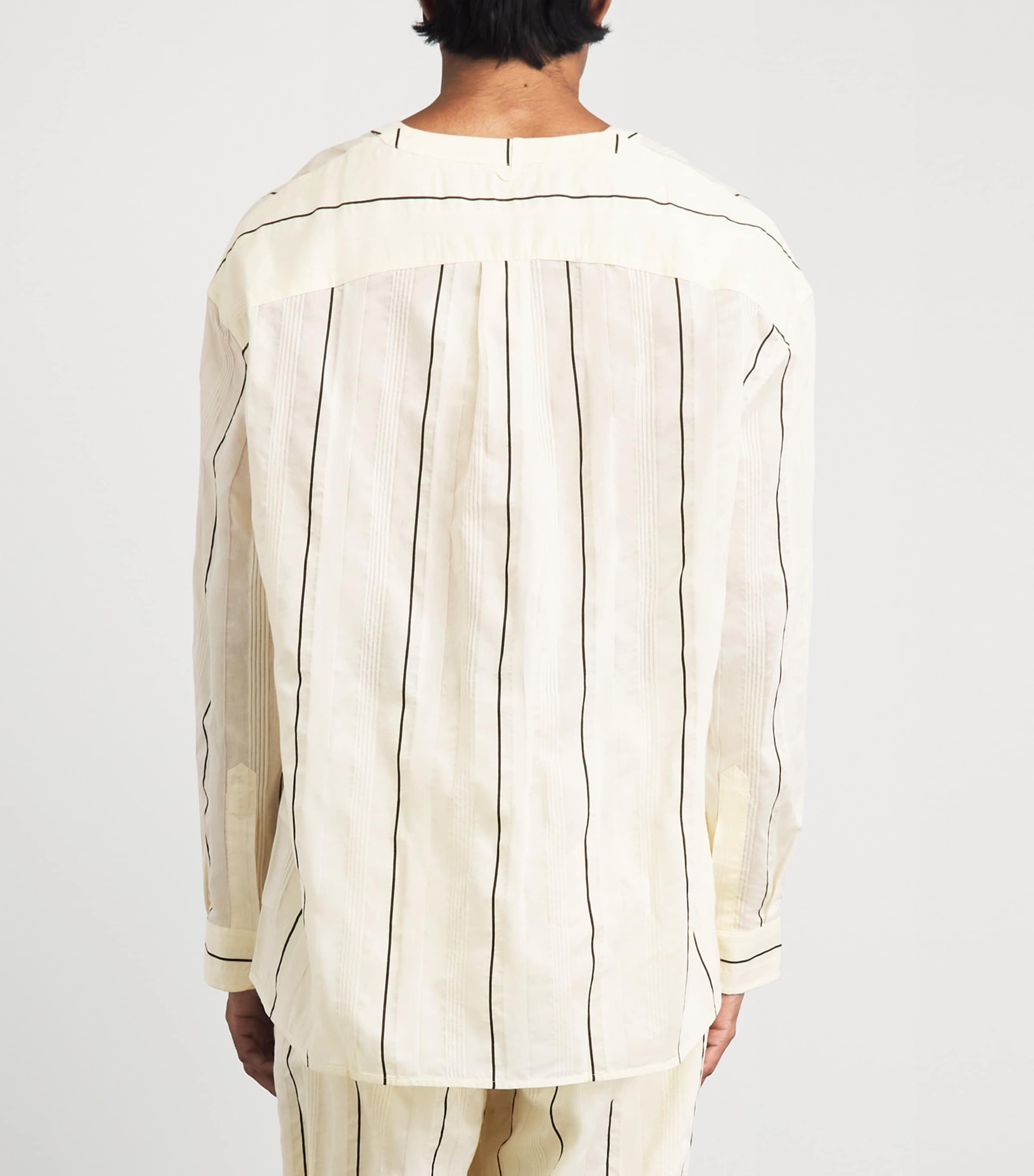 Jacquemus Mens Cotton-Silk Venice Shirt Stripe Wht/blk Image 5