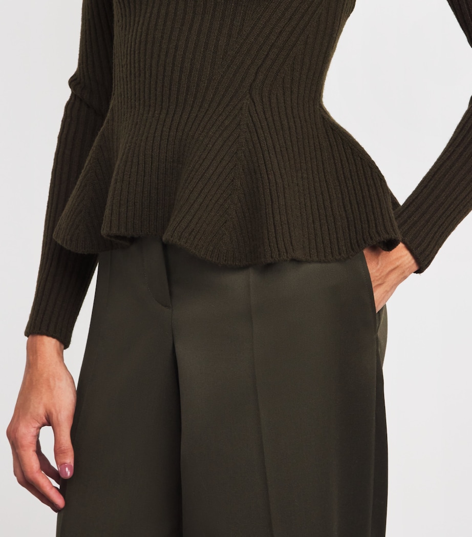 Wool-Blend Peplum Sweater MOSS GREEN Image 6