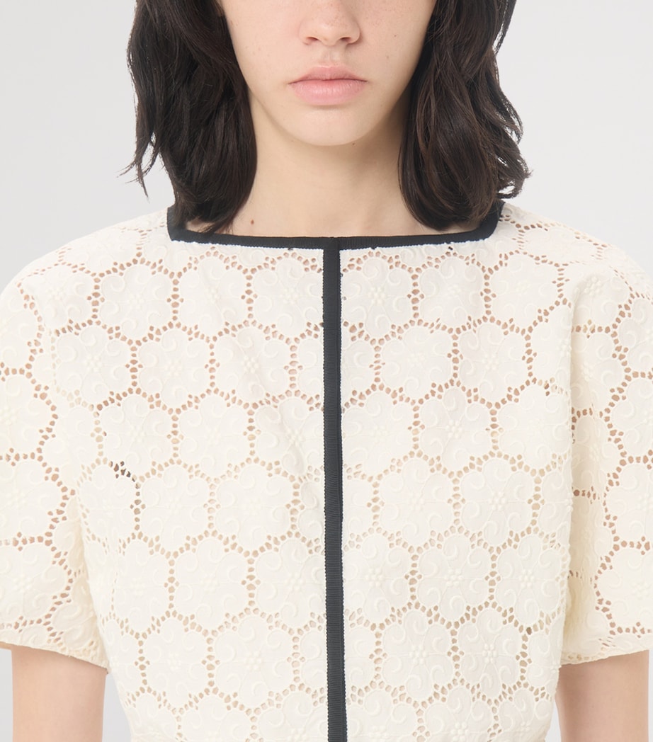 Valentino Womens Cotton Fleurs à Jours Midi Dress Cbj Image 6
