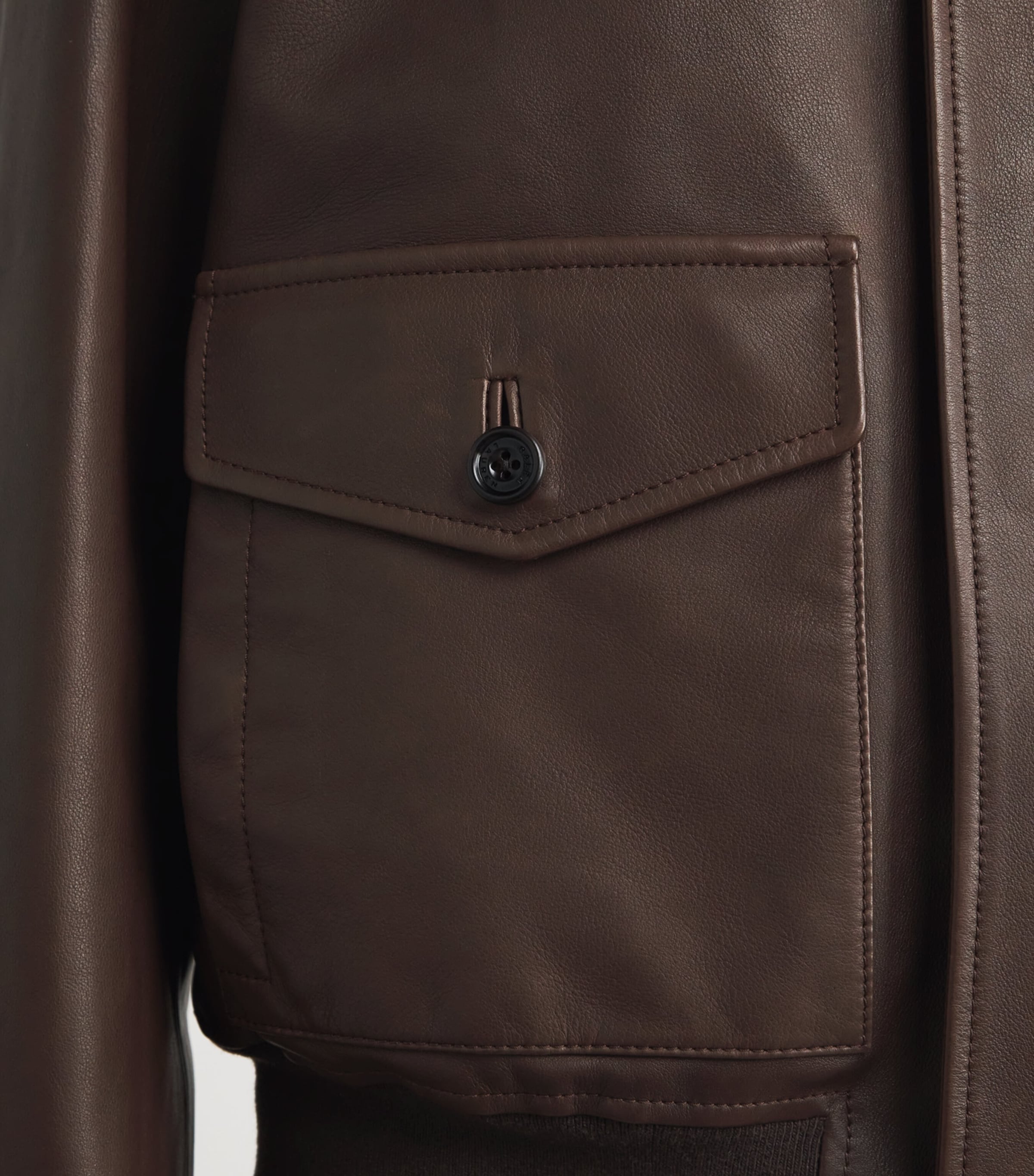 Leather Everett Flight Jacket BROWN Image 6