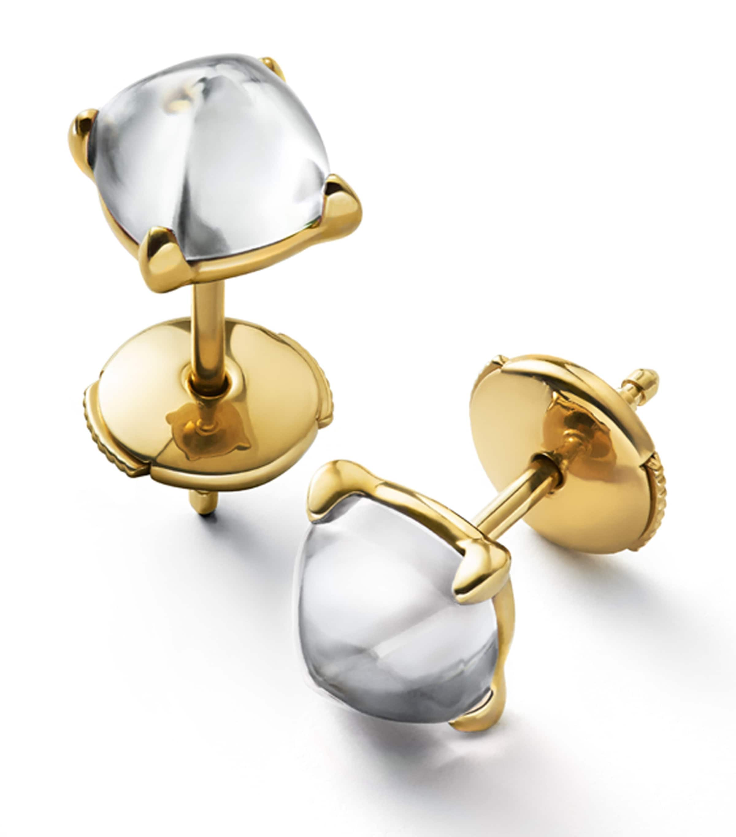 Baccarat Gold Vermeil And Crystal Médicis Mirror Stud Earrings