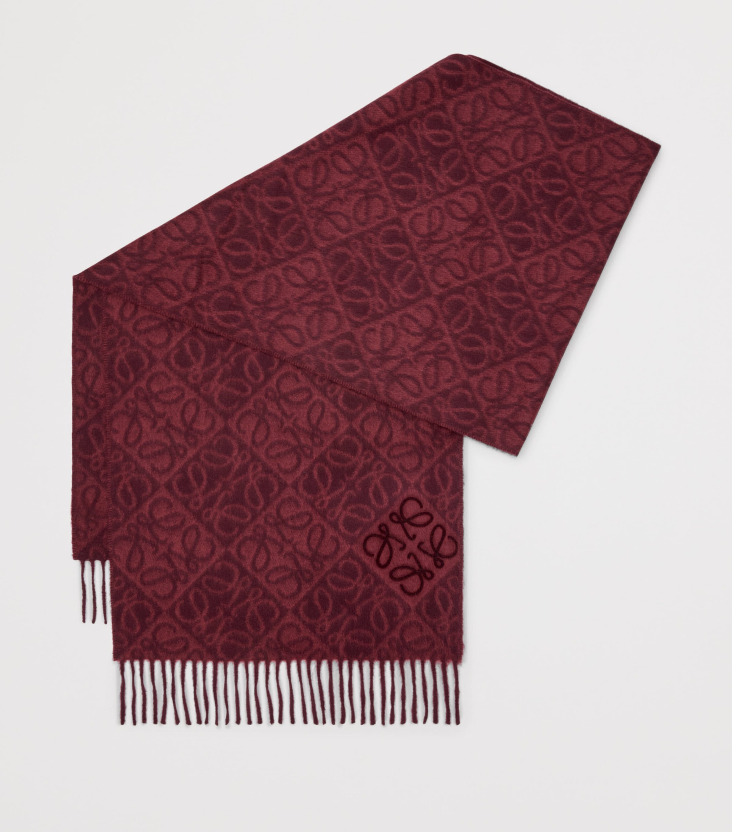 Wool-Cashmere Anagram Scarf DARK BURGUNDY Image 2
