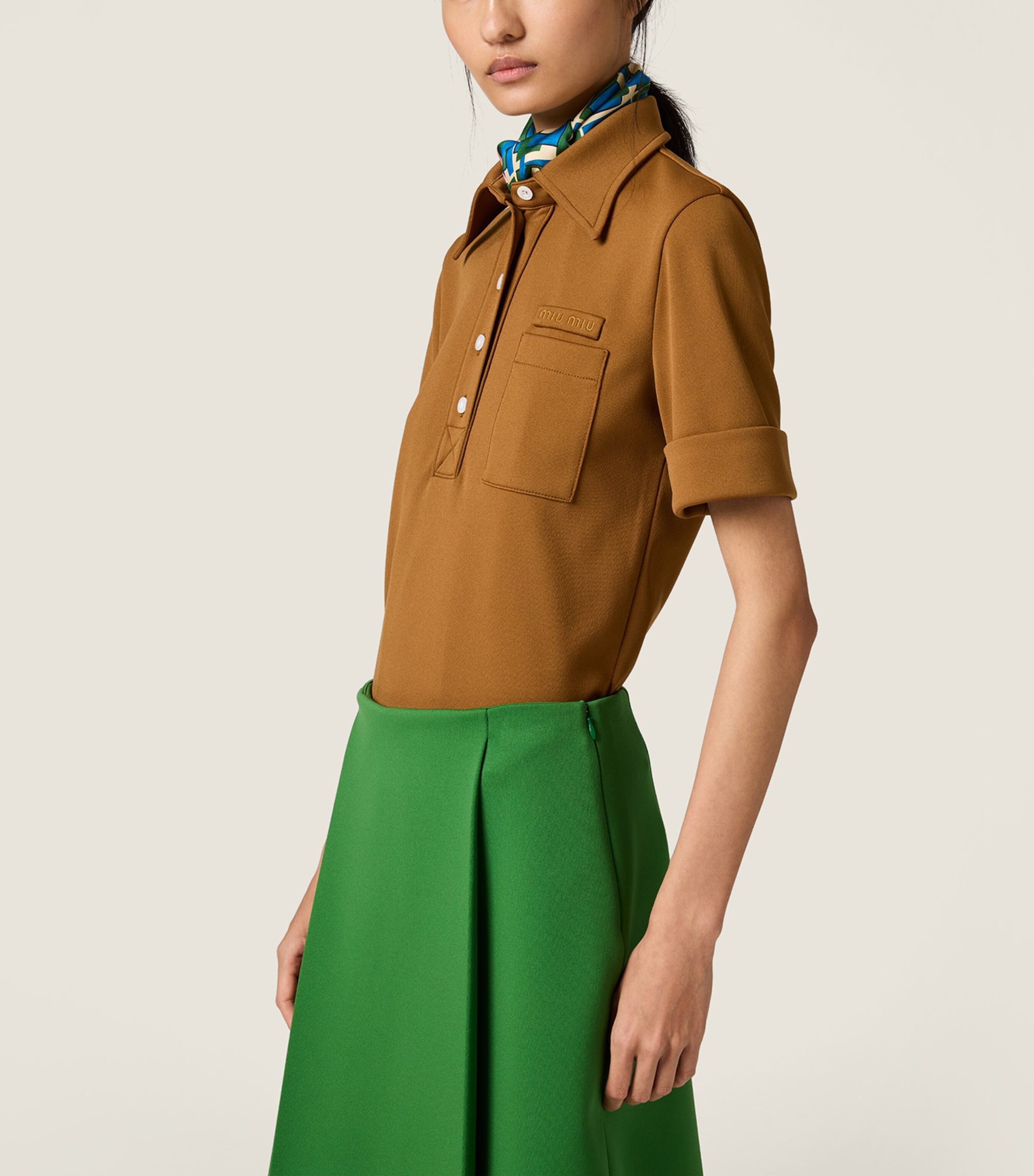 Miu Miu Womens Technical Jersey Polo Shirt Image 5