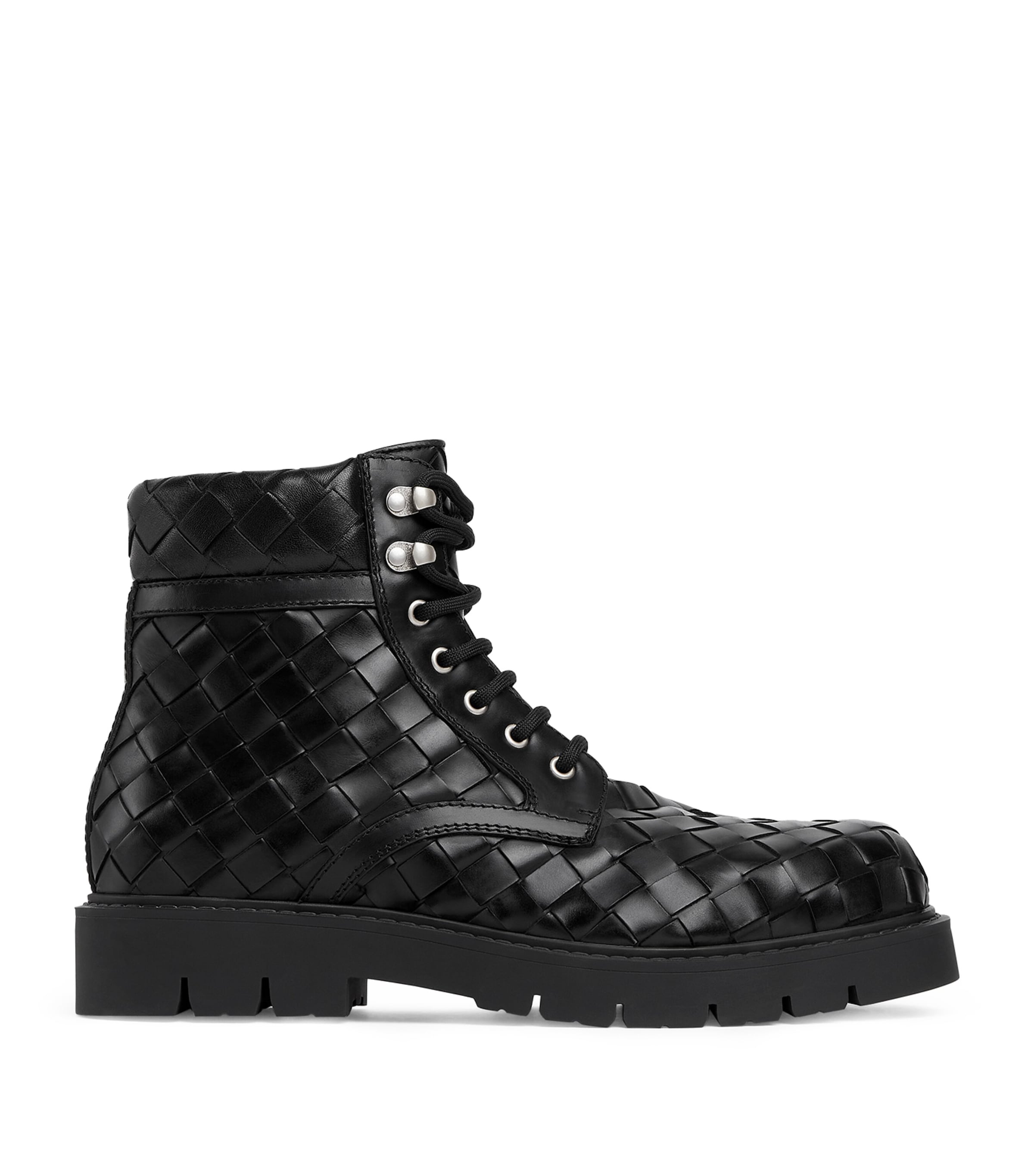 Bottega Veneta Leather All-Over Intrecciato Ankle Boots Image 1