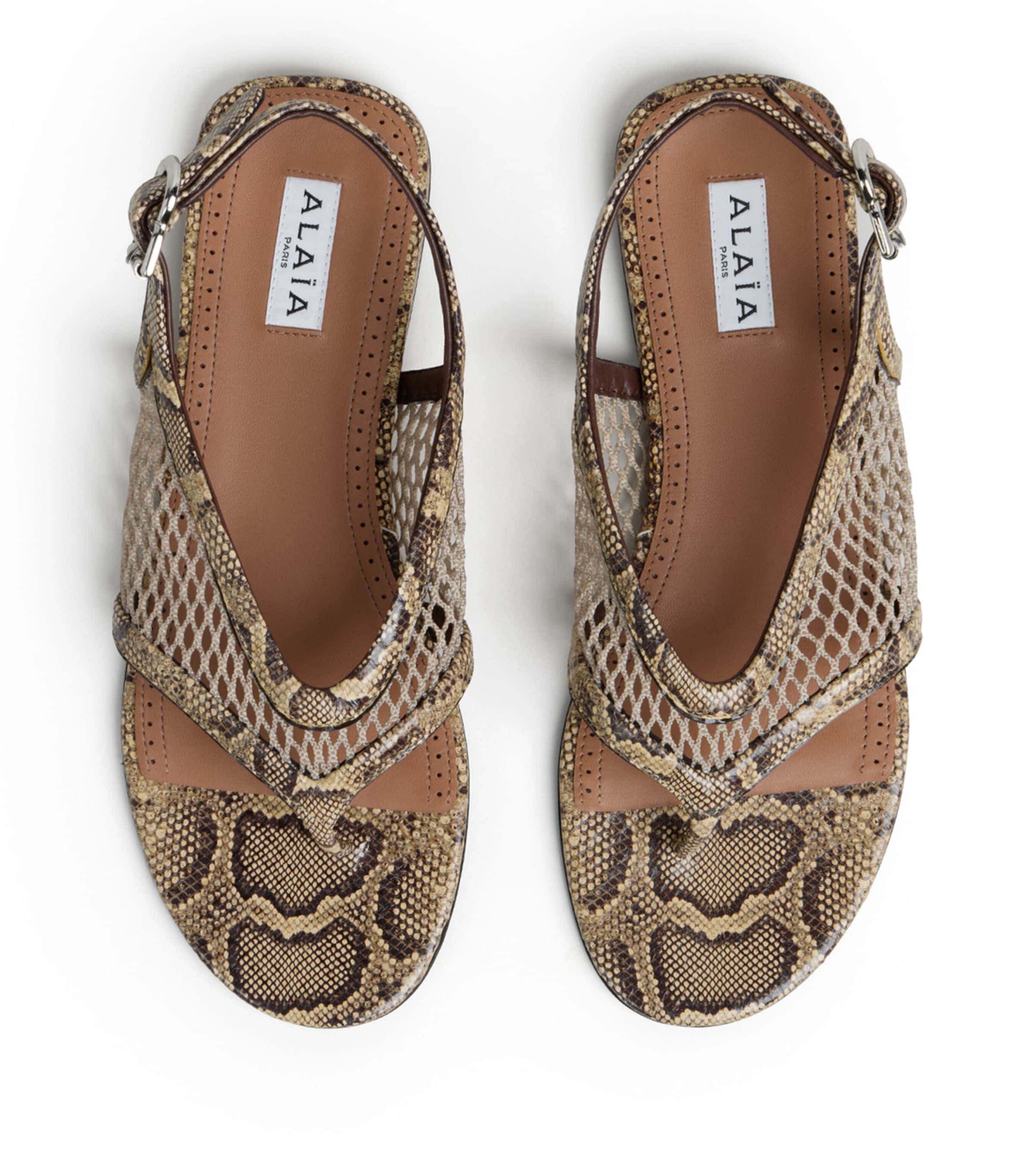Alaïa Python-Effect Thong Sandals Honey Image 2