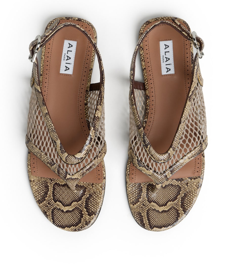Alaïa Python-Effect Thong Sandals Honey Image 2