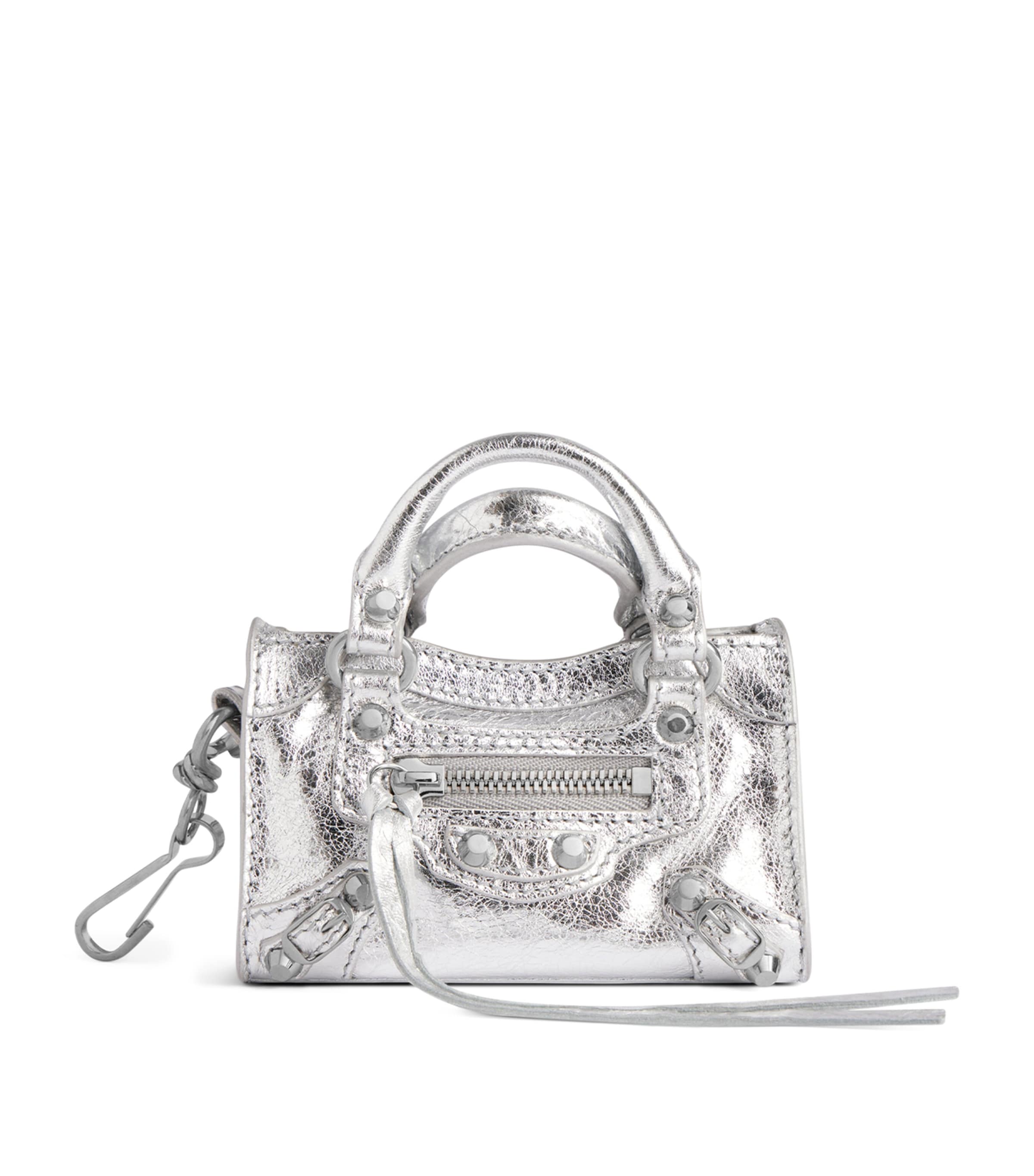 Balenciaga Micro Le City Bag Charm In Silver