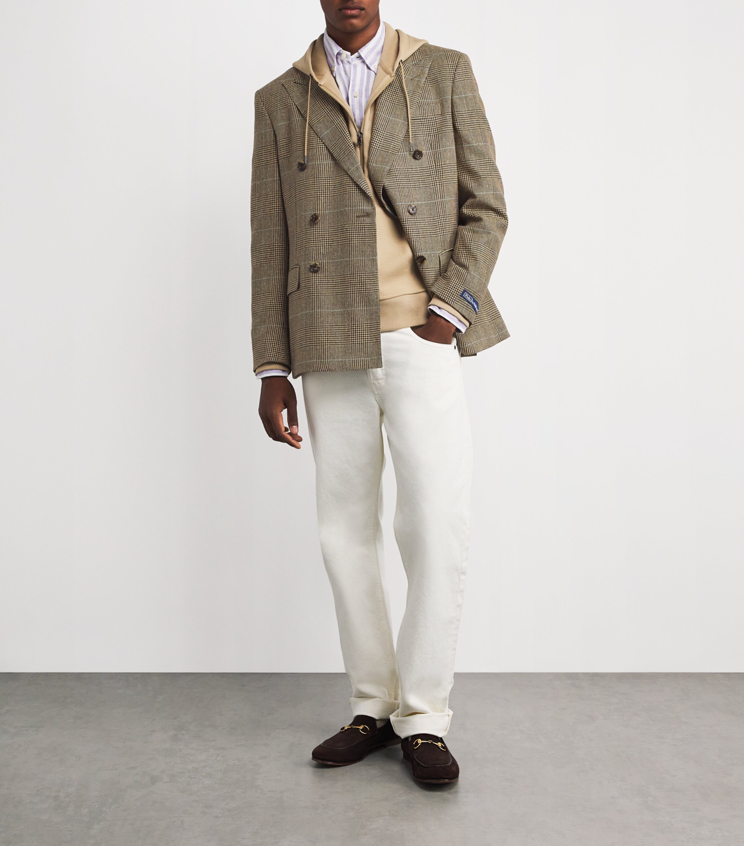 Polo Ralph Lauren Mens Linen-Blend Glenplaid Check Blazer Brown Image 2