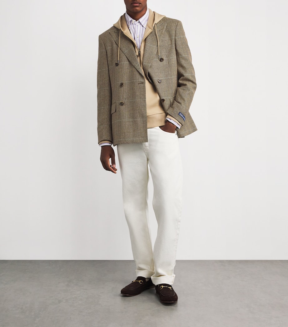 Polo Ralph Lauren Mens Linen-Blend Glenplaid Check Blazer Brown Image 2