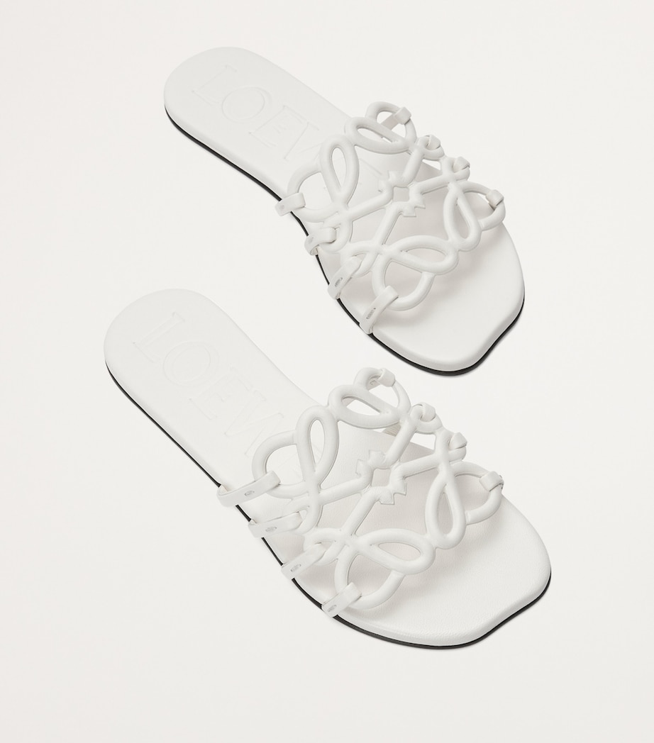 LOEWE Leather Petal Anagram Slides Anthurium White Image 4