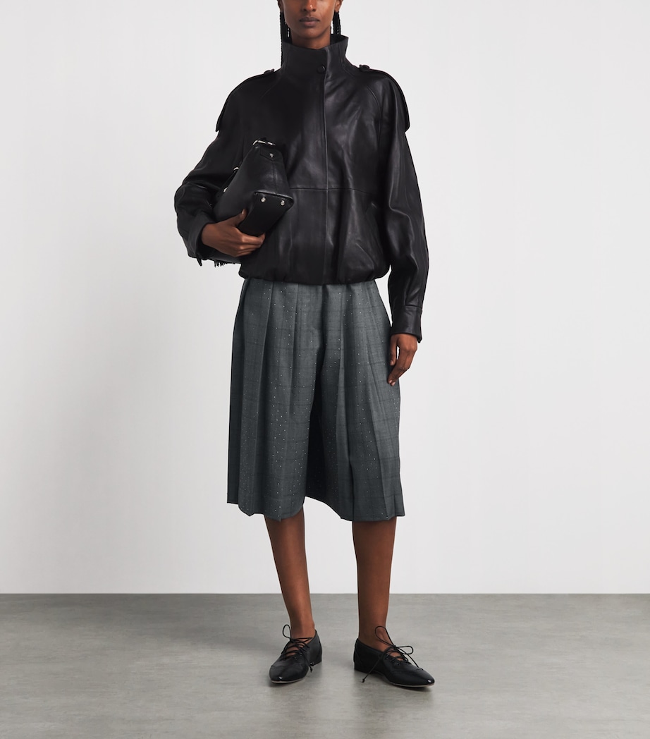 Sandro Paris Womens Wool Embellished Culottes Dark Grey Image 2
