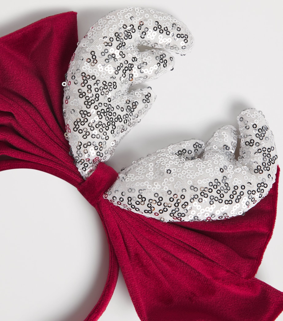Velvet Bow Antler Headband RED Image 3