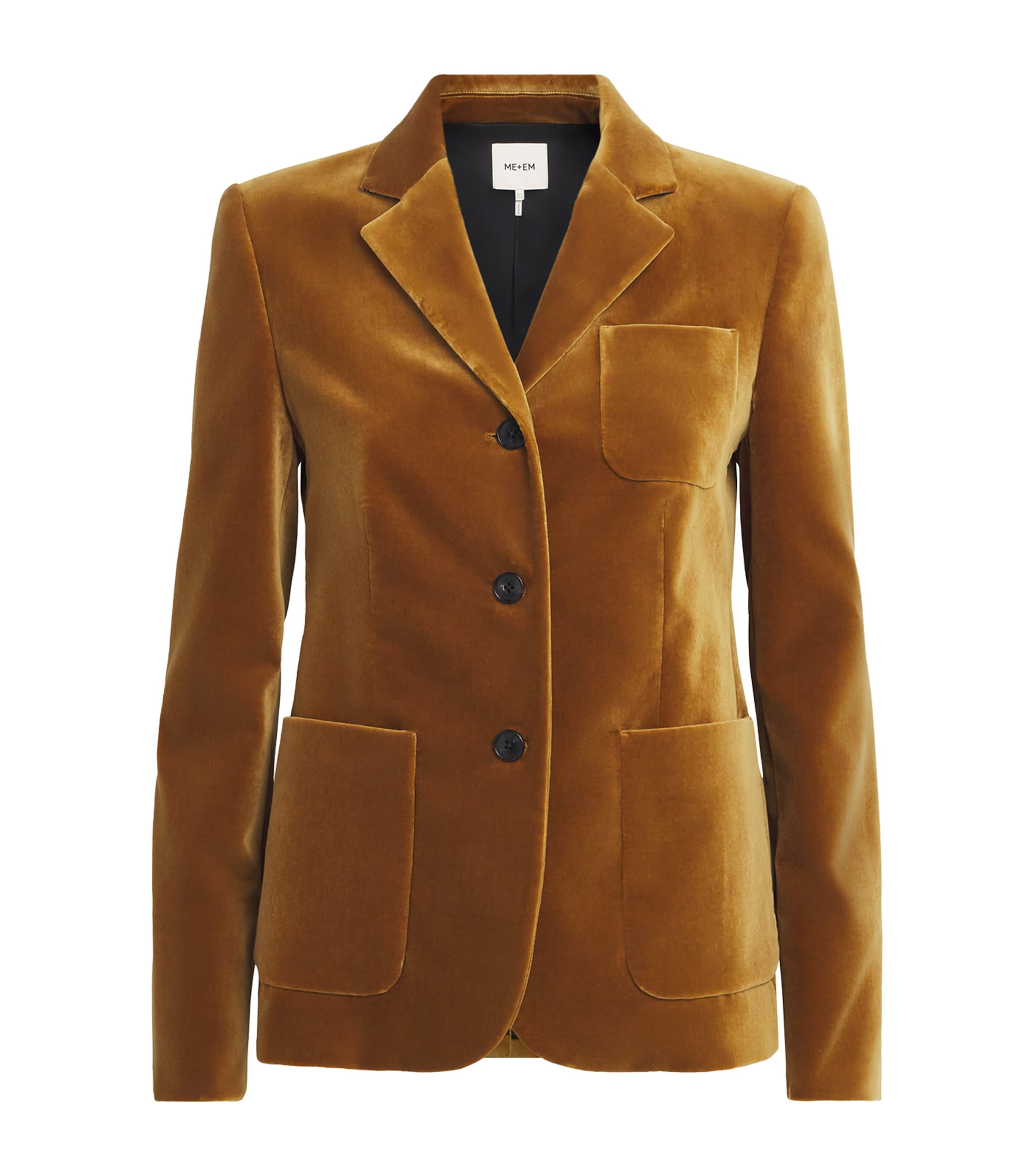 ME+EM Womens Cotton Velvet Blazer Dark Saffron Yellow Image 1