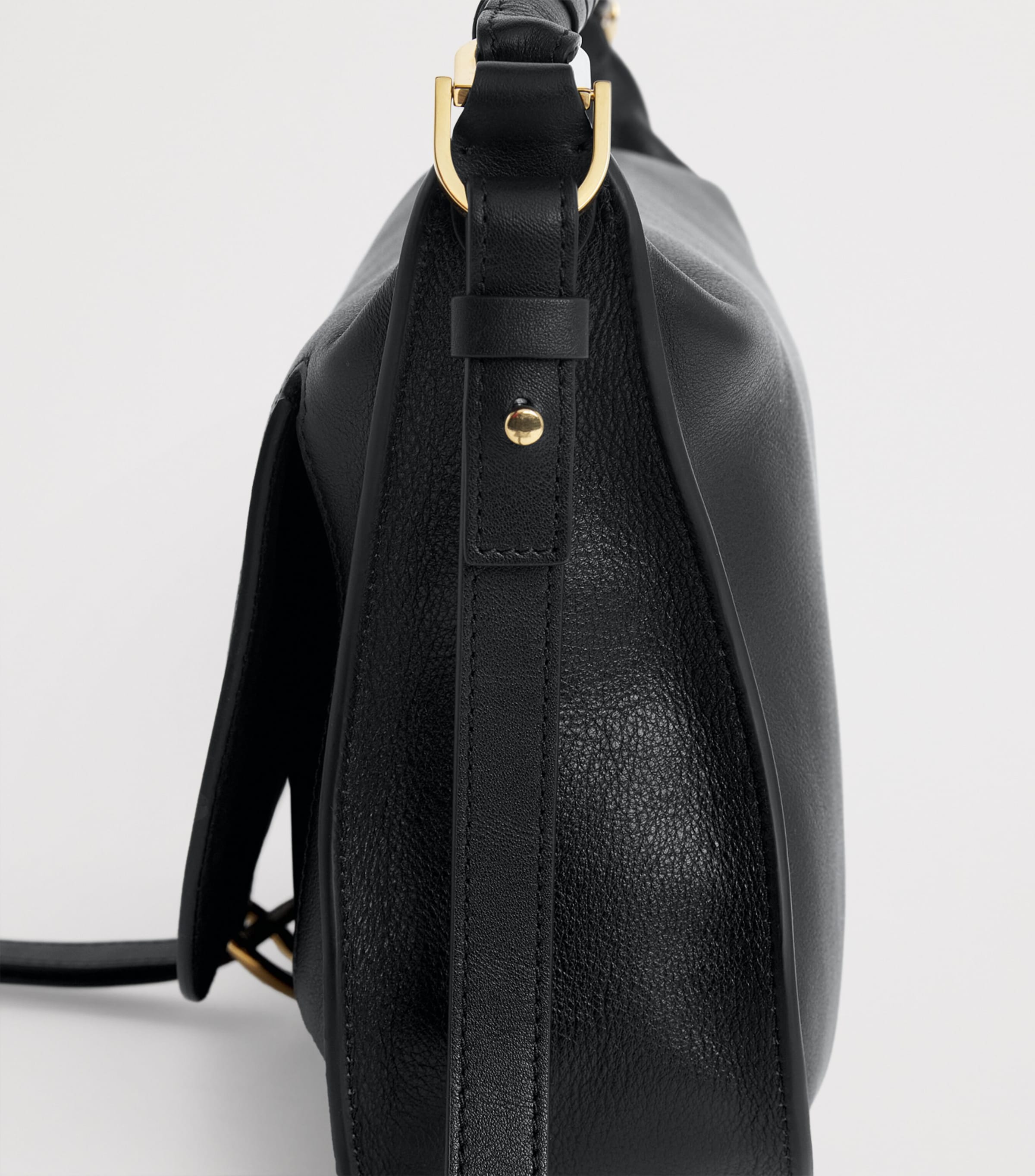 Small Leather Marcie Shoulder Bag BLACK Image 6