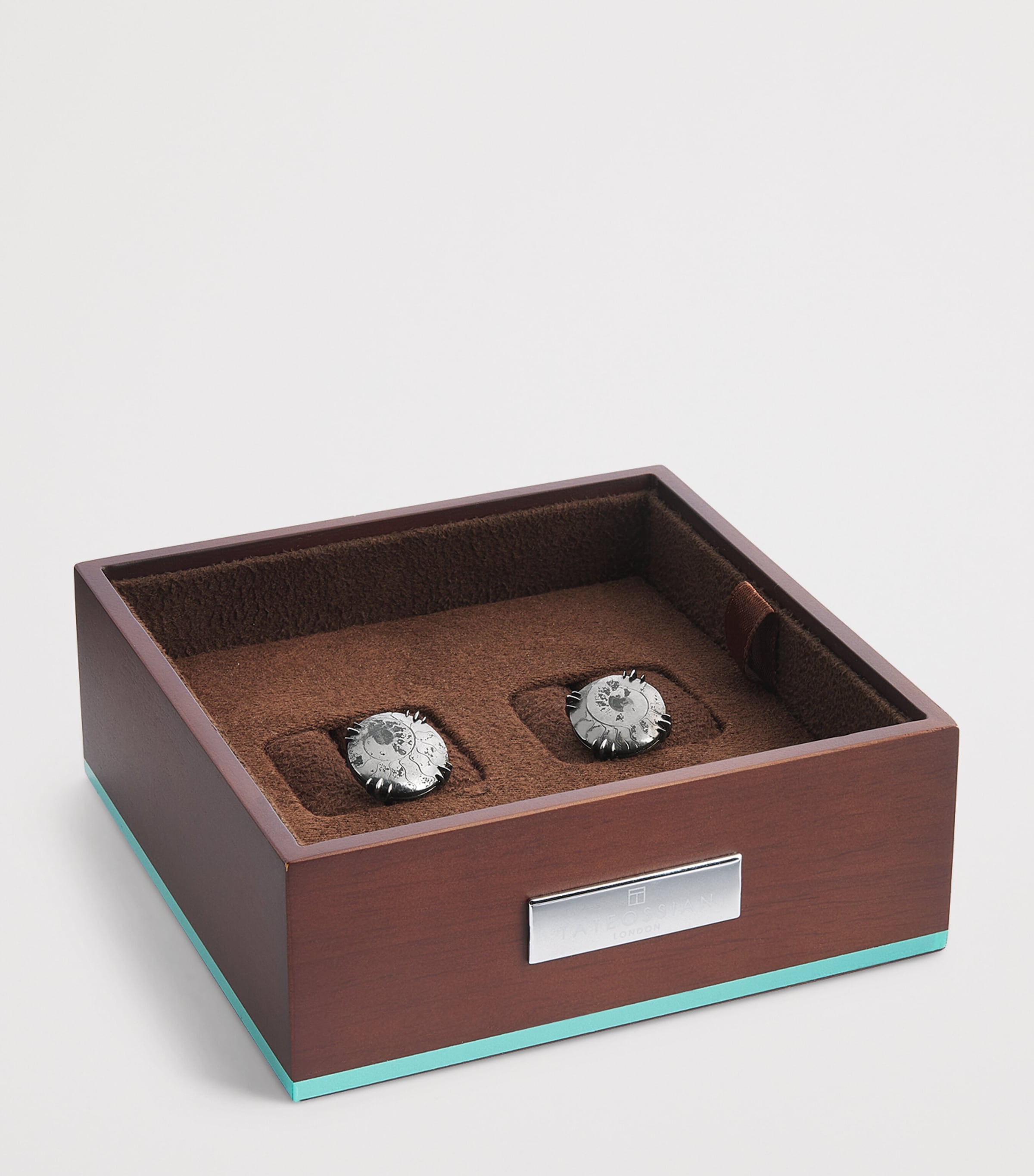 Sterling Silver and Pyritised Ammonite Cufflinks BLUE Image 3