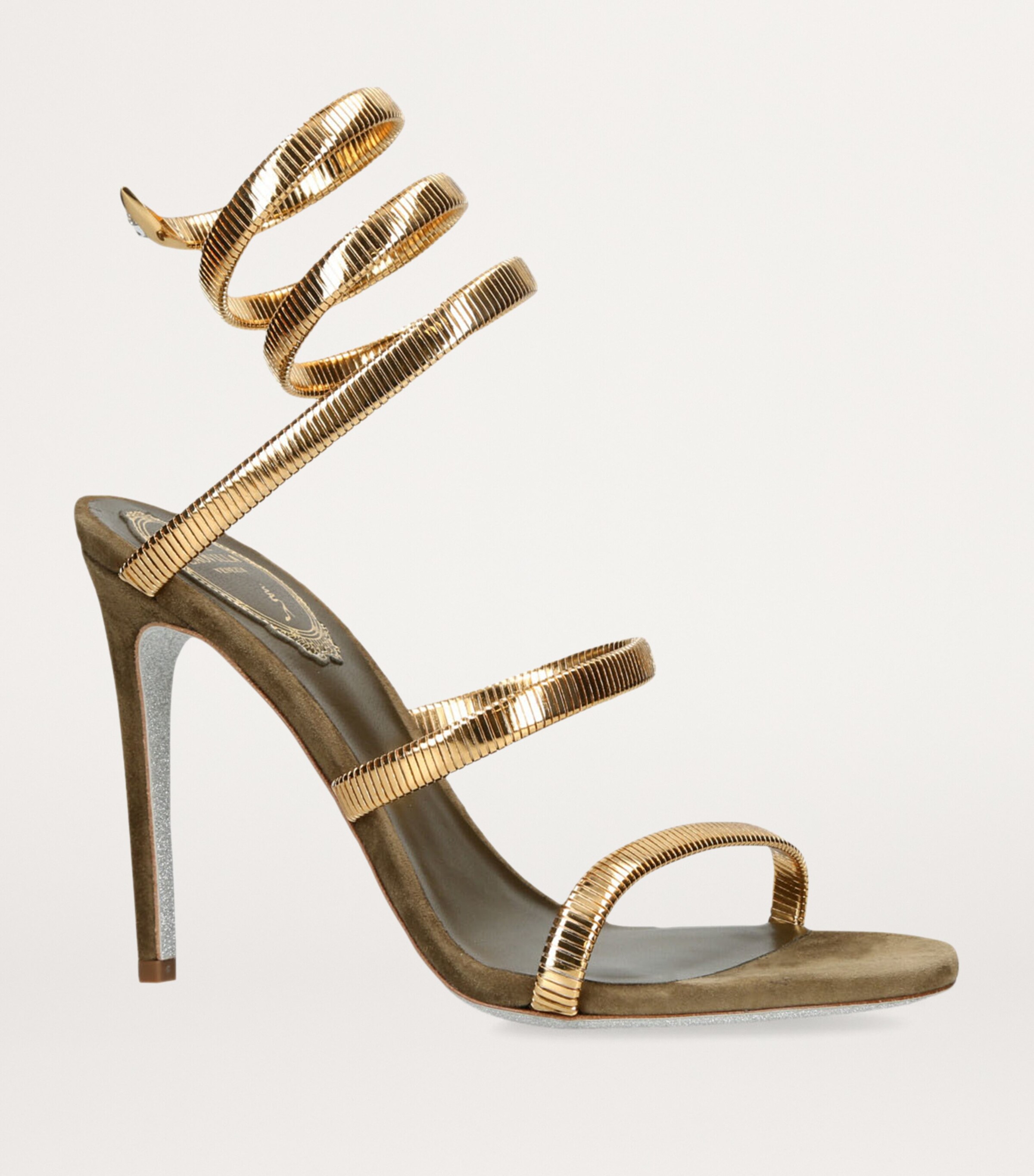 René Caovilla Suede Juniper Sandals 105 Metal Comb Image 3