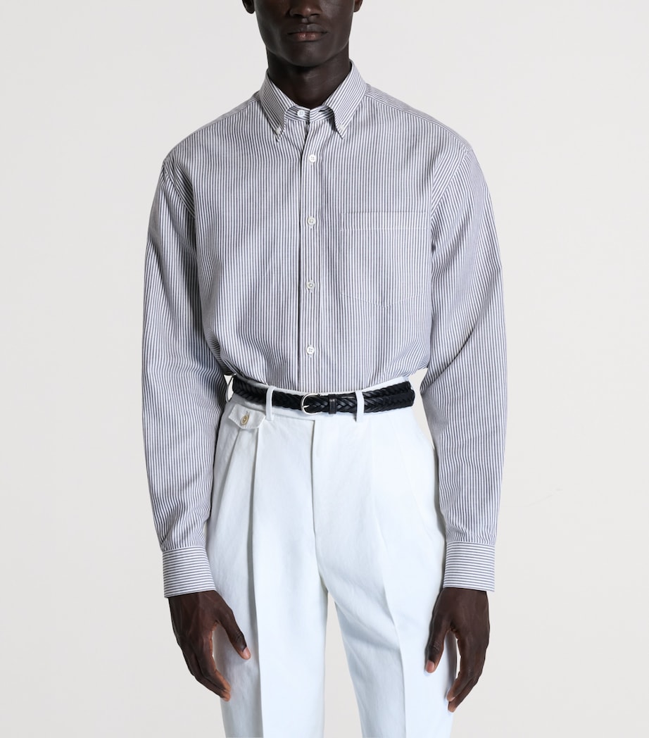 Dunhill Mens Cotton-Cashmere Stripe Shirt Image 4