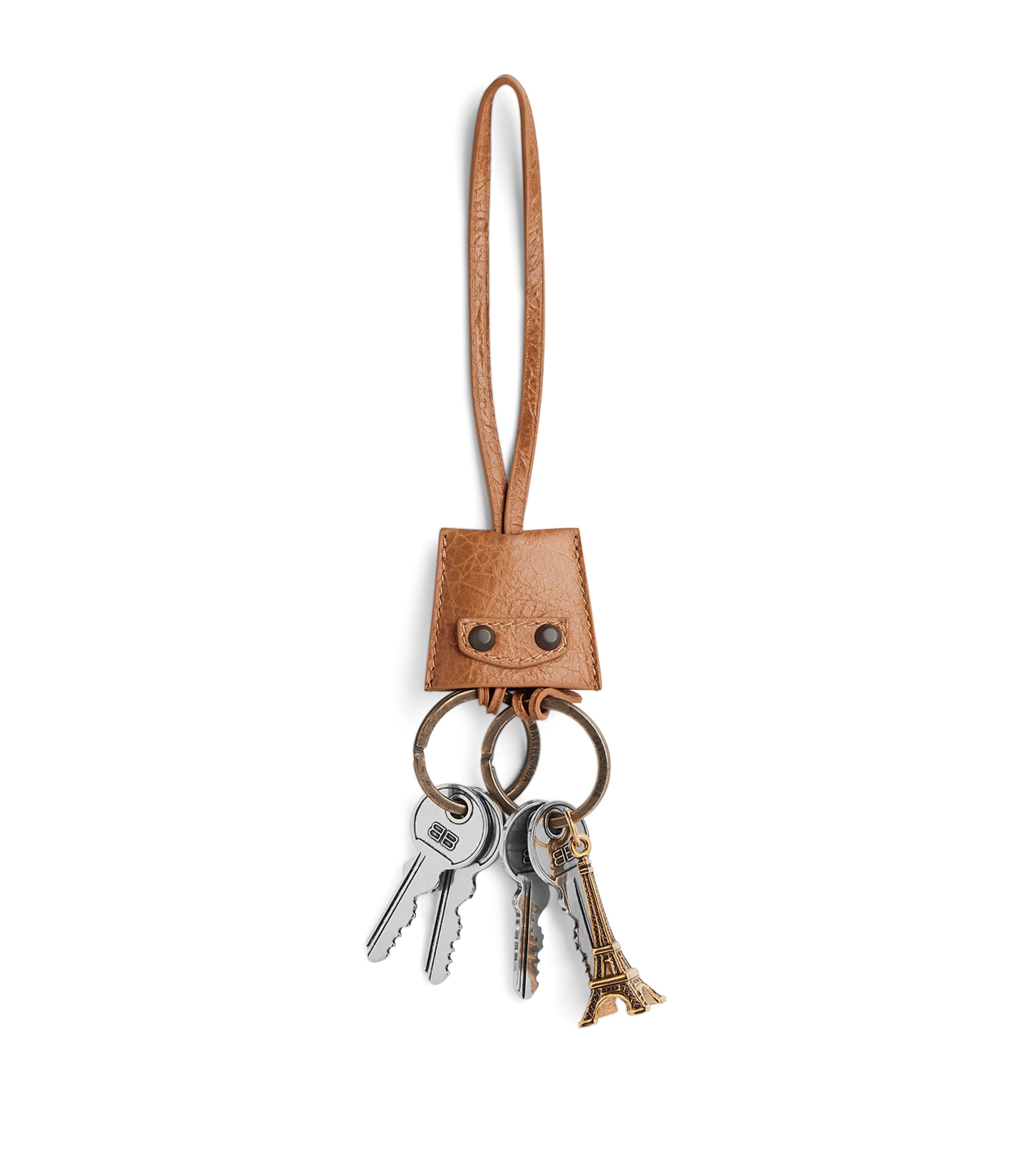 Balenciaga Le City Charm Eiffel Keychain In Brown