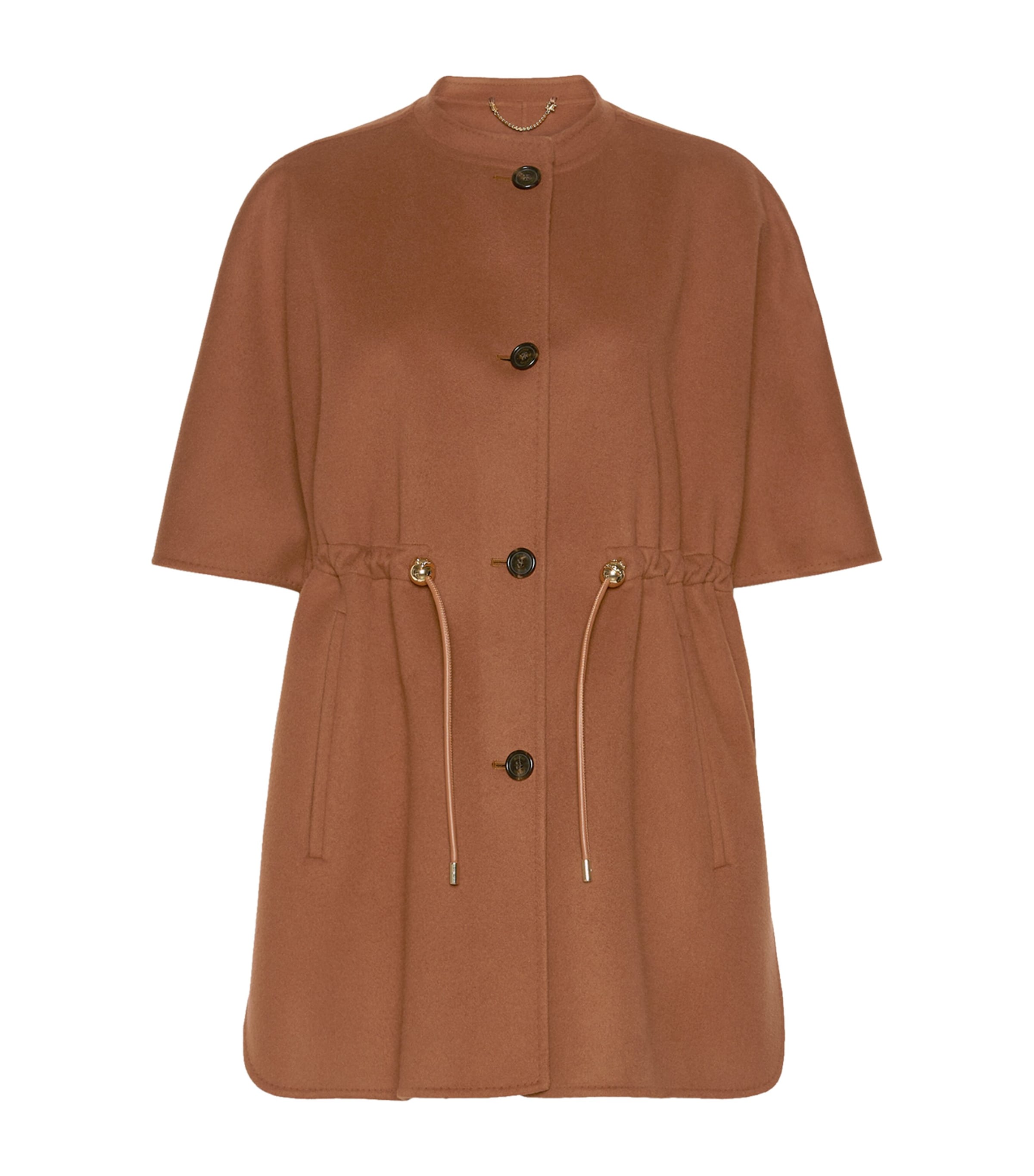 Max Mara Womens Virgin Wool Drawstring Cape Dark Brown Image 1