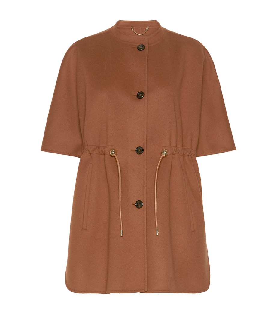 Max Mara Womens Virgin Wool Drawstring Cape Dark Brown Image 1