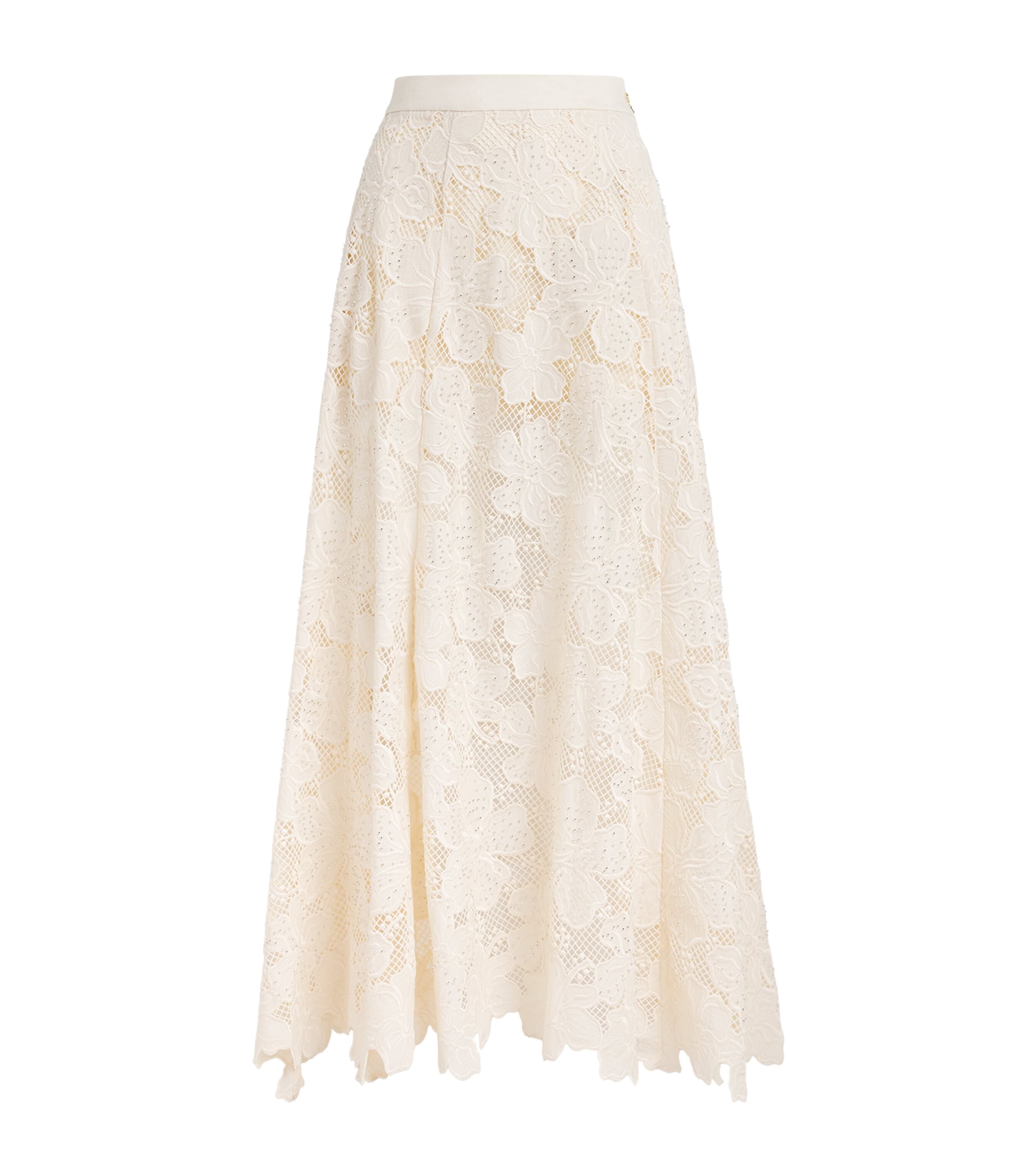 Sandro Paris Womens Guipure Lace Maxi Skirt Ecru Image 1