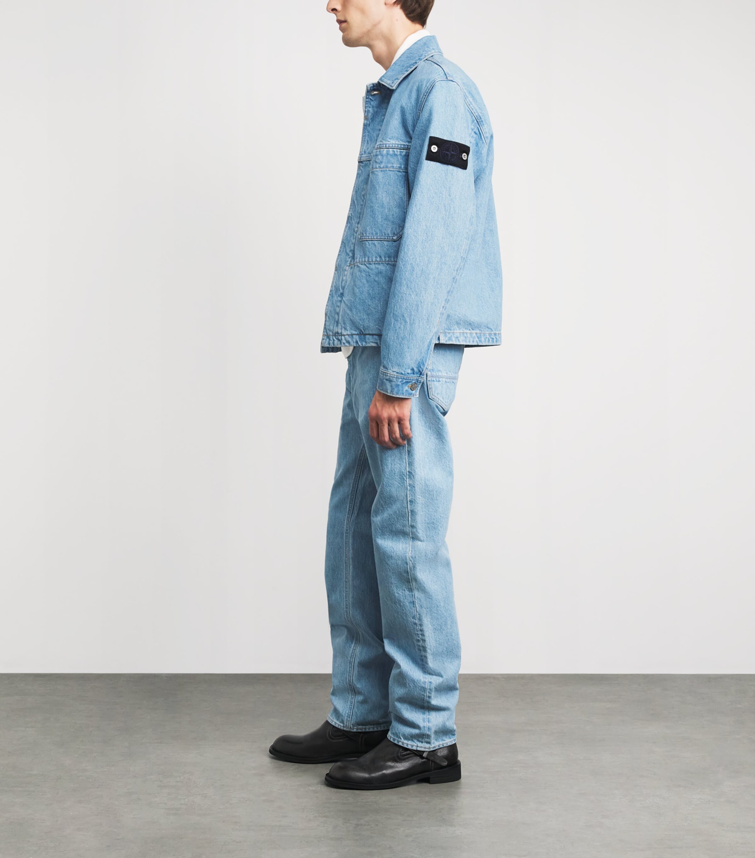 Stone Island Mens Denim Coach Jacket Image 2