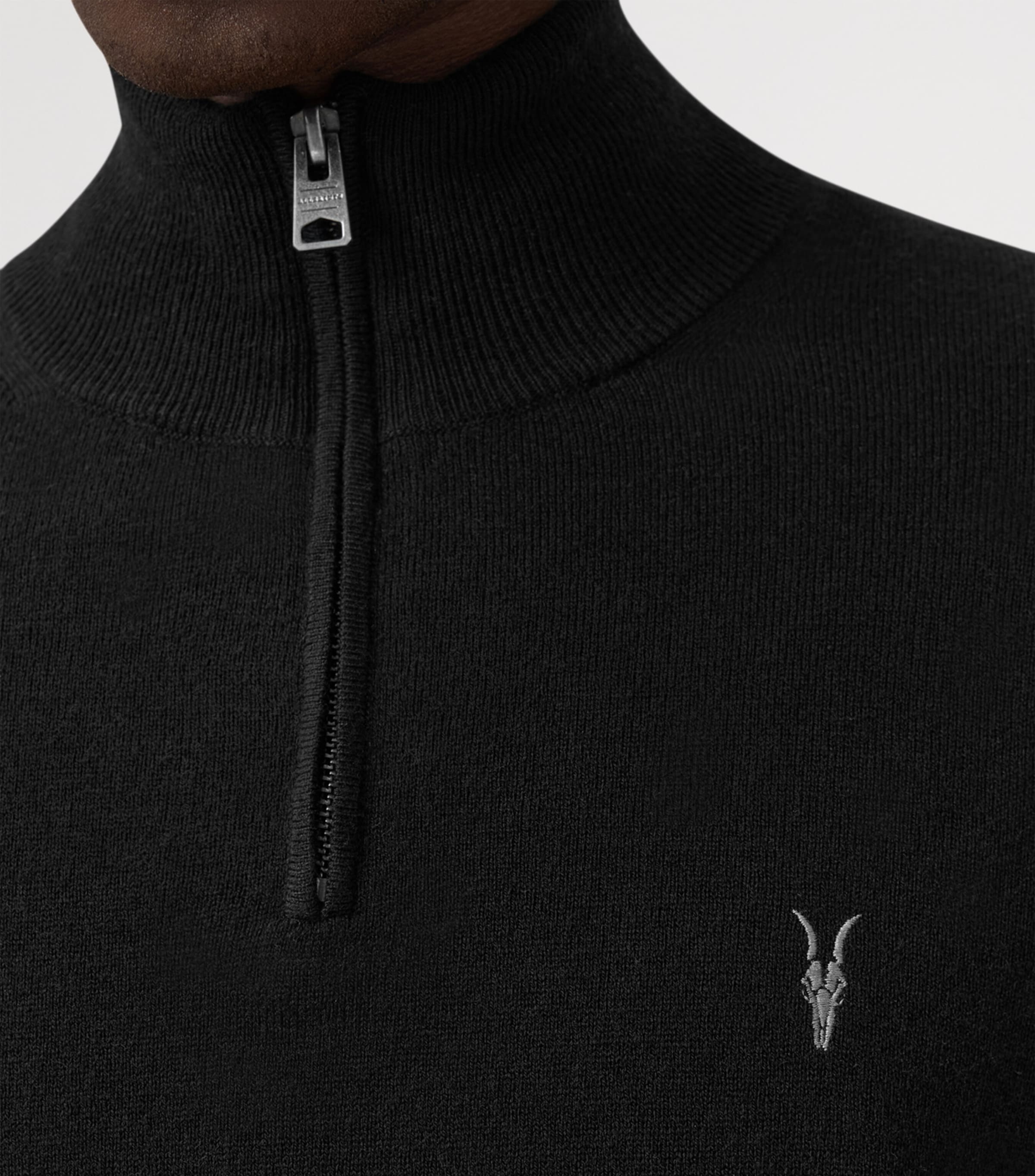 AllSaints Black Kilburn Quarter-Zip Sweater | Harrods US
