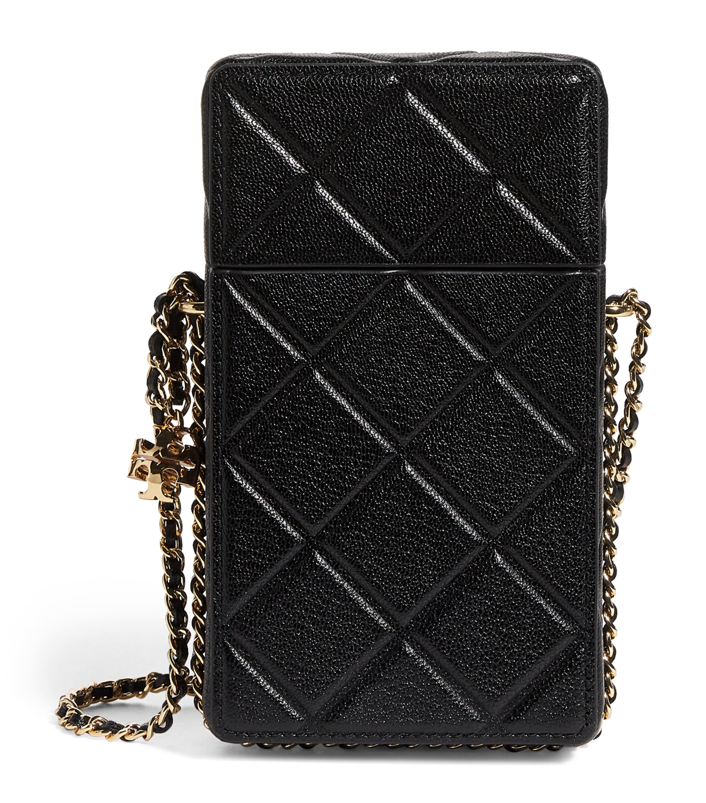 Leather Fleming Phone Cross-Body Bag 001 BLACK Image 1