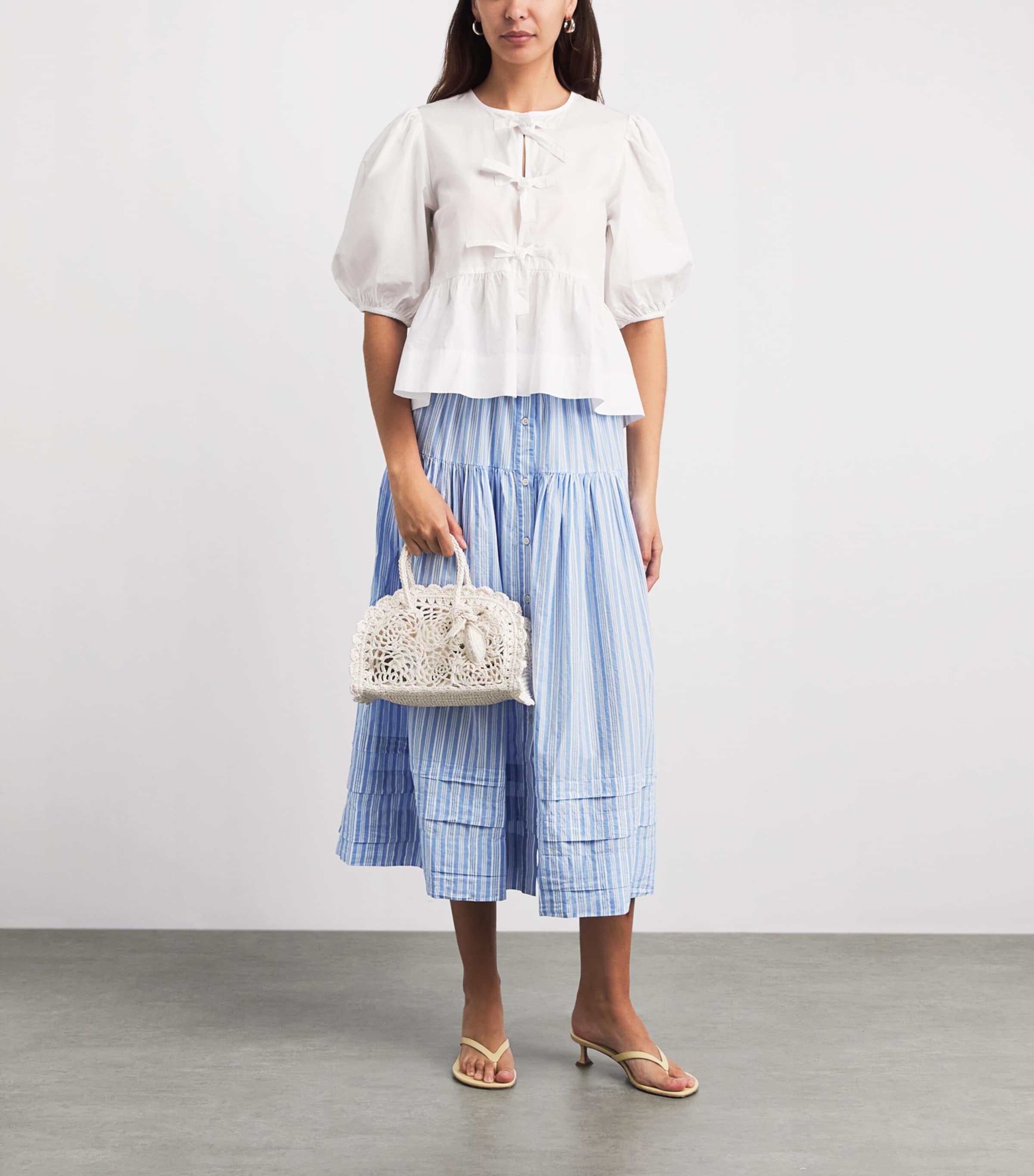 DÔEN Womens Organic Cotton Stripe Marceline Maxi Skirt Salerno Stripe Image 2