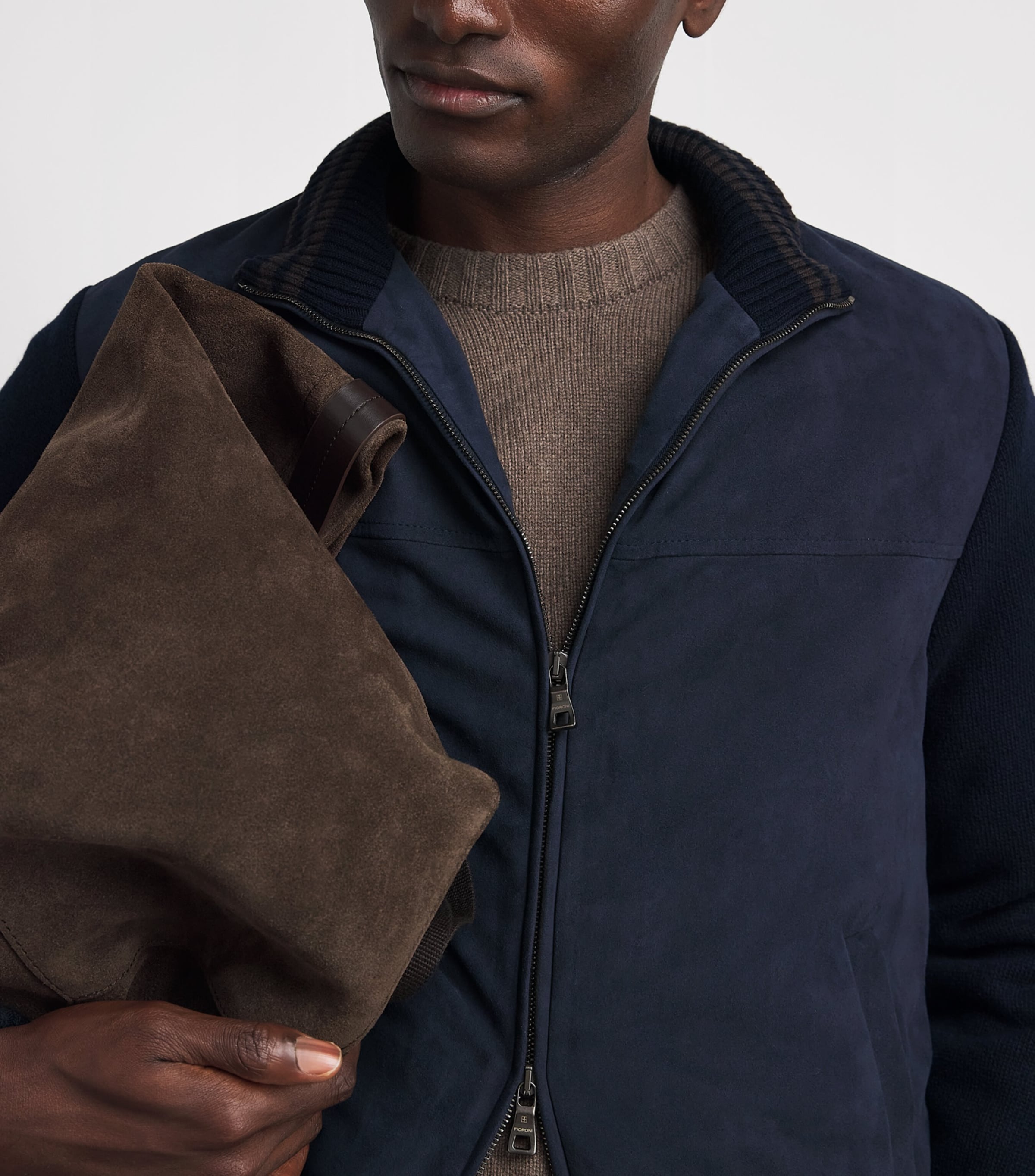 Fioroni Cashmere Mens Virgin Wool-Suede Hybrid Jacket Image 3