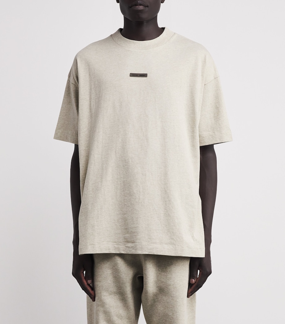 Cotton Marl Oversized Logo T-Shirt HEATHER STONE Image 3