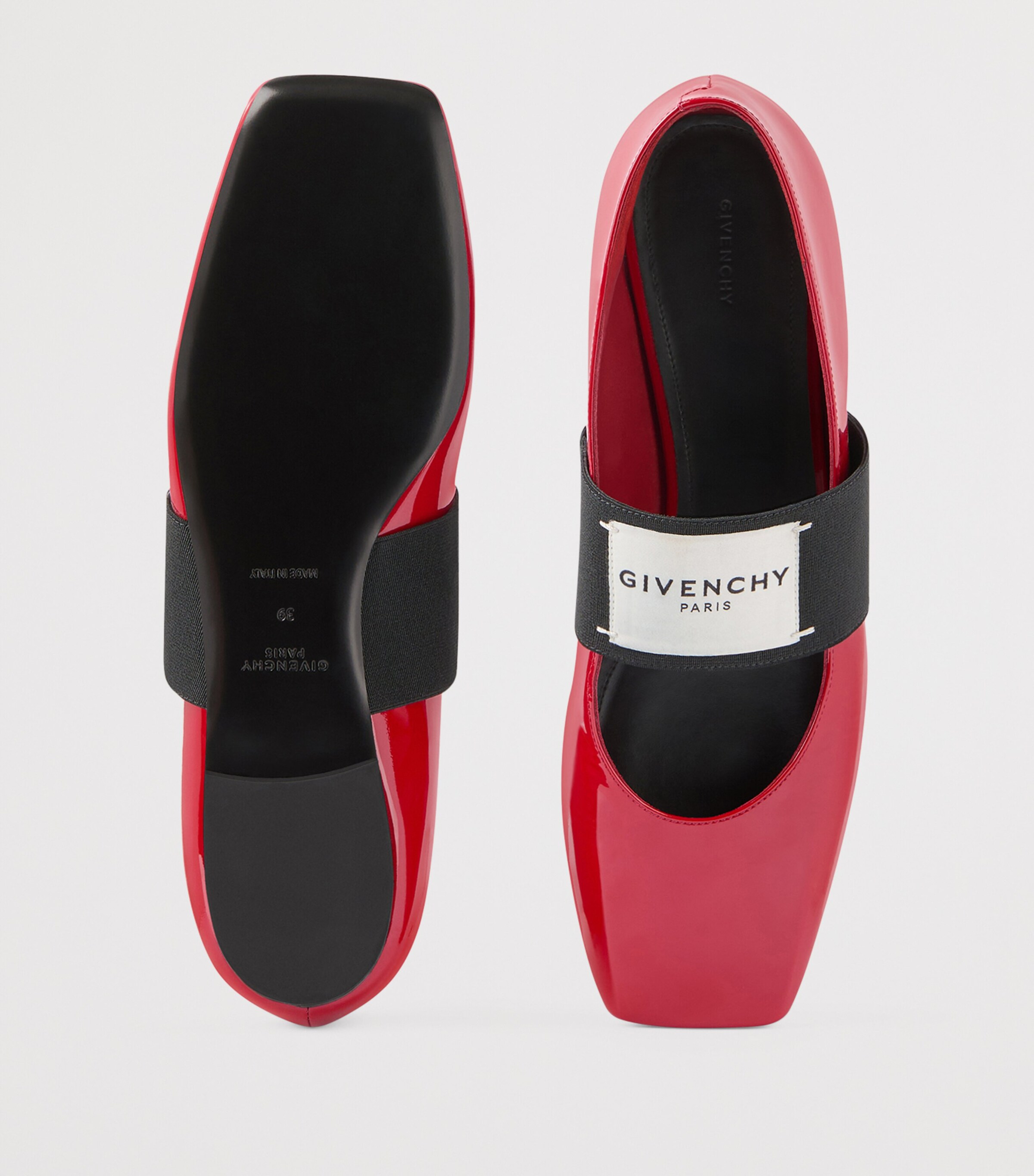 Leather Squared Toe Ballet Flats DEEP RED Image 5