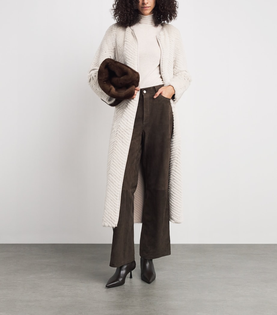 Mink-Wool Herringbone Long Coat A2048 Image 2