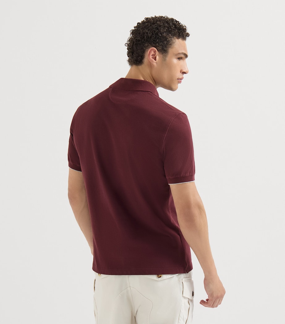 Brunello Cucinelli Mens Cotton Piqué Logo Polo Shirt Image 5
